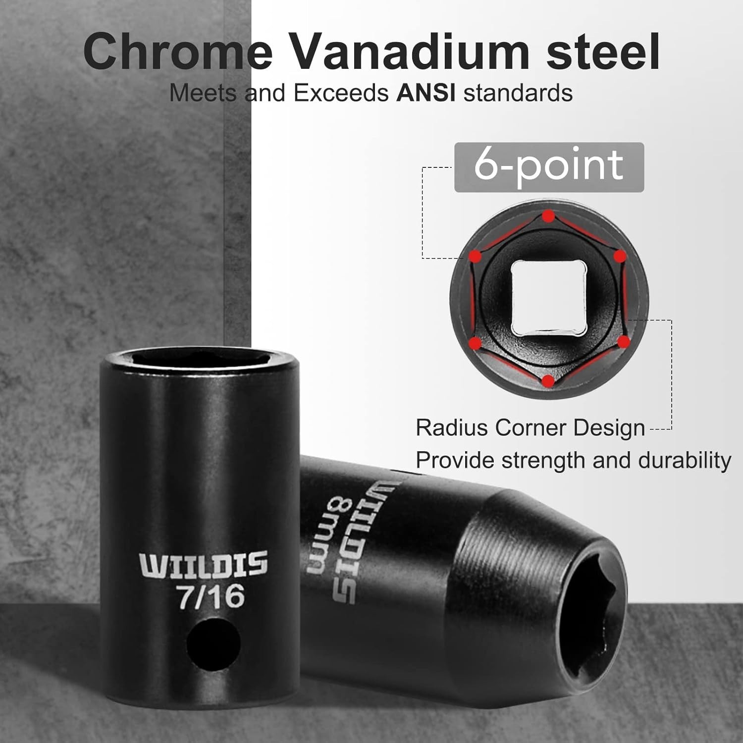 Ultra-Durable CR-V Impact Socket Set: 33 Pieces, SAE/Metric – Mechanics’ Choice