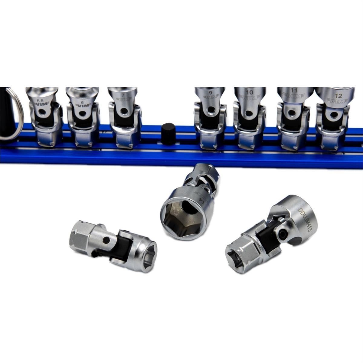 VIM Tools DDSUJM400 10 Piece Metric 6 Point Dual Drive Nano Universal Socket Set