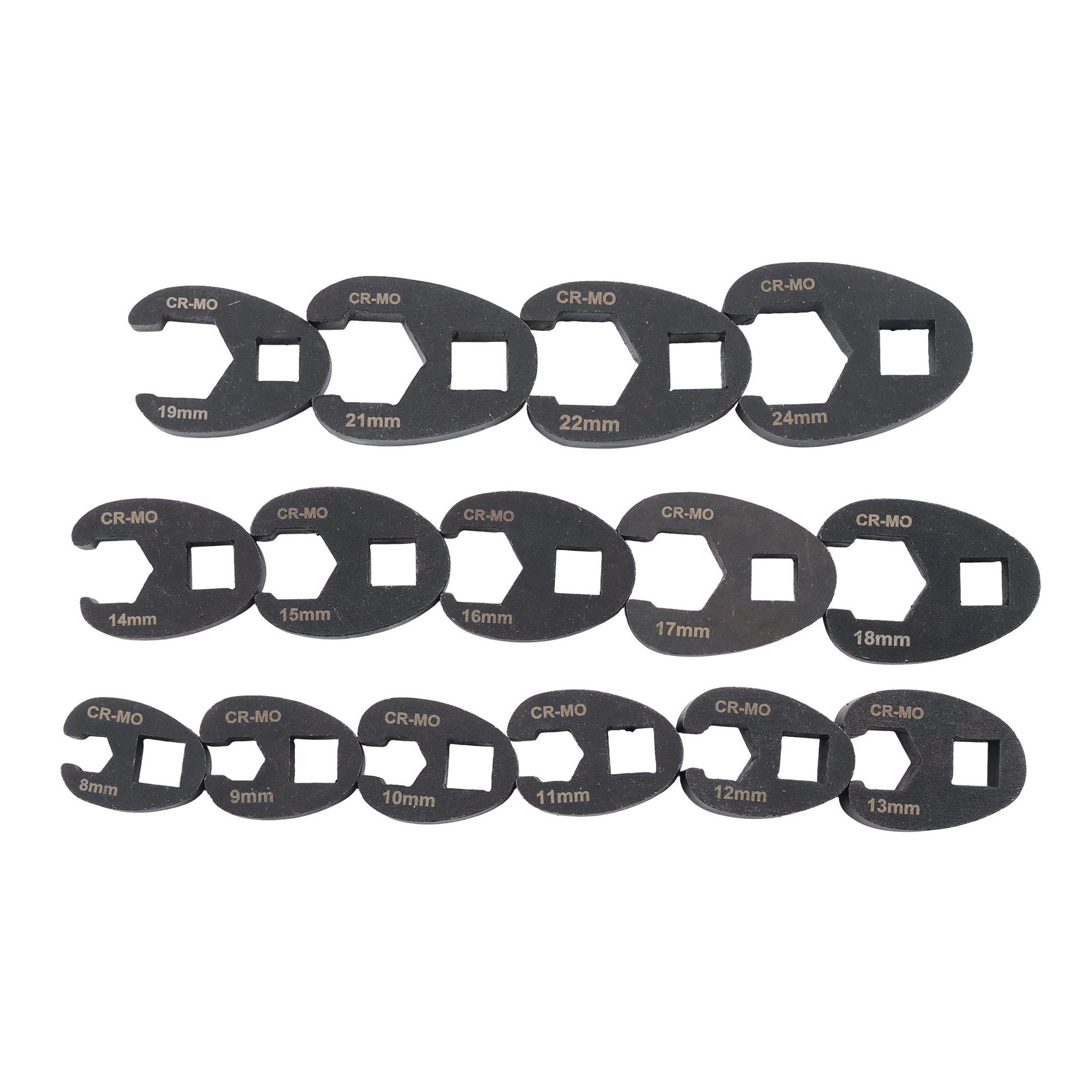For 8 to 24 mm Nuts 3/8″ and 1/2″ New 15Pcs Crowfoot Flare Nut Wrench Set Metric
