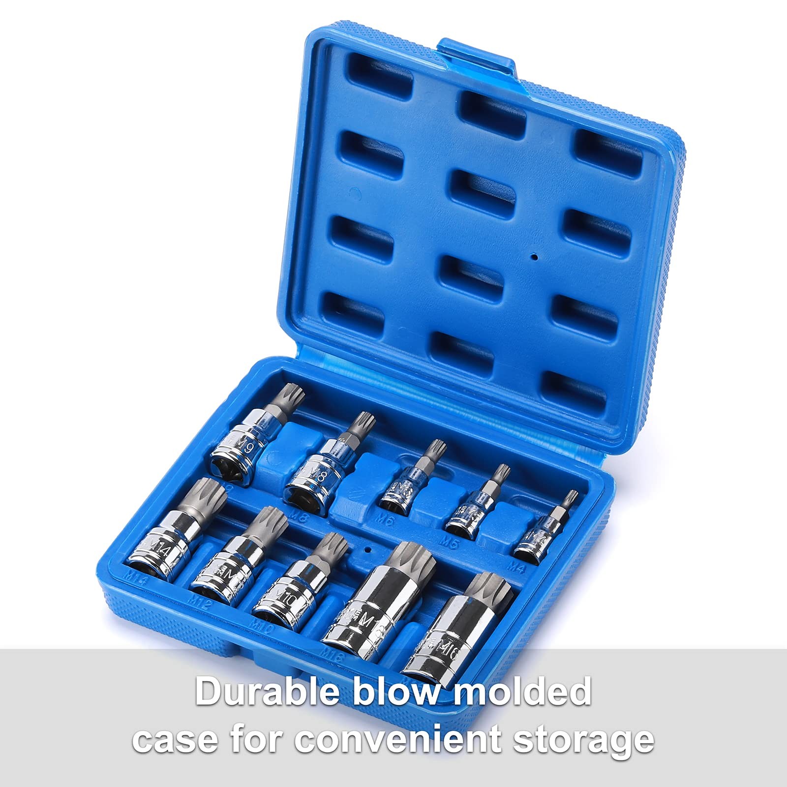 10pcs 1/4inch 3/8inch & 1/2inch Drive Xzn Triple Square Spline Bit Socket Set M4