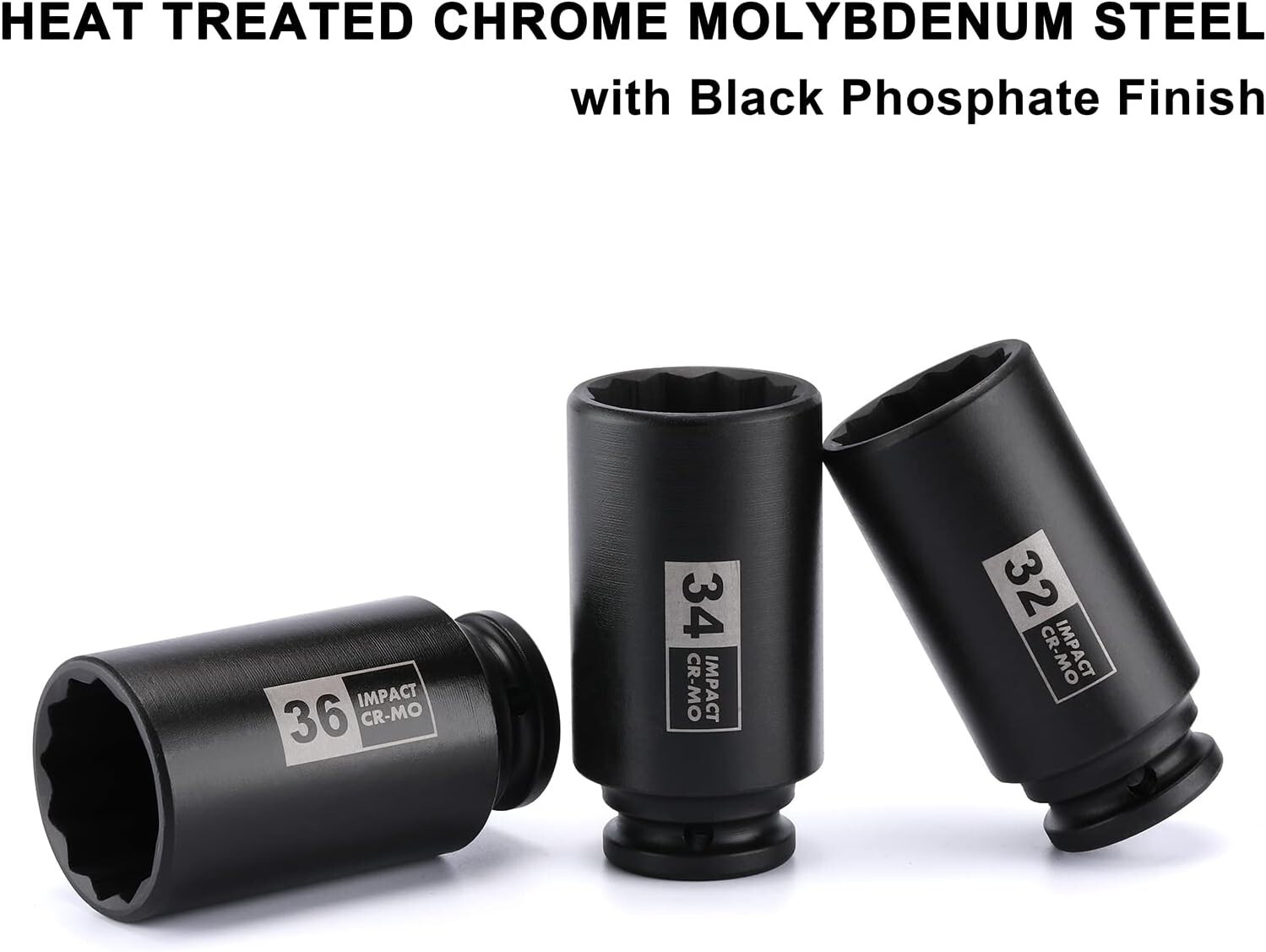 8PCS 1/2″ Deep Axle Nut Impact Socket Set, CR-MO, 12 Point Design, Metric