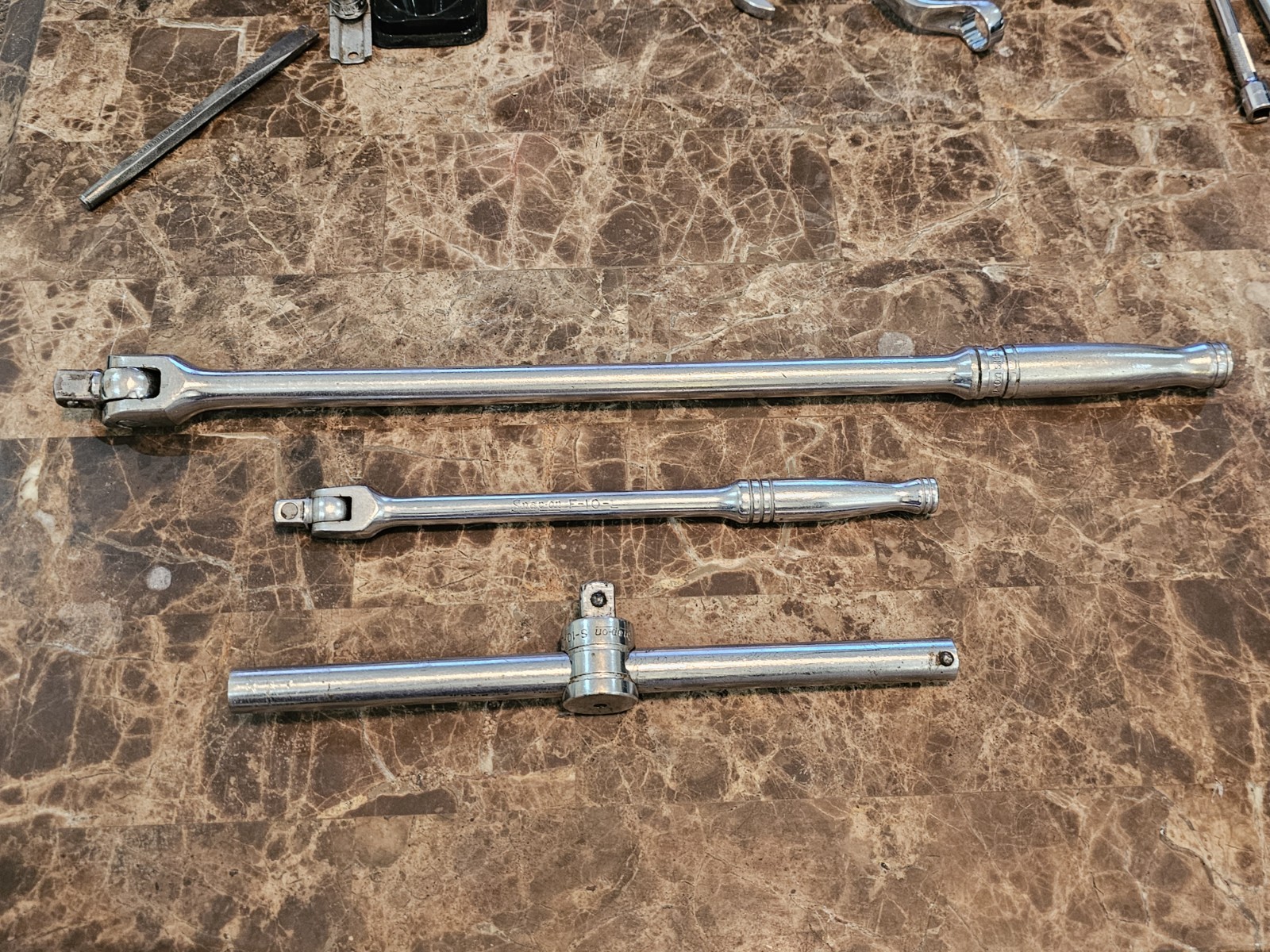 Vintage Snap-on SN18A & S10L 1/2″ Drive Breaker T Bar – 18″ & F10L 10″ 3/8″ Bar