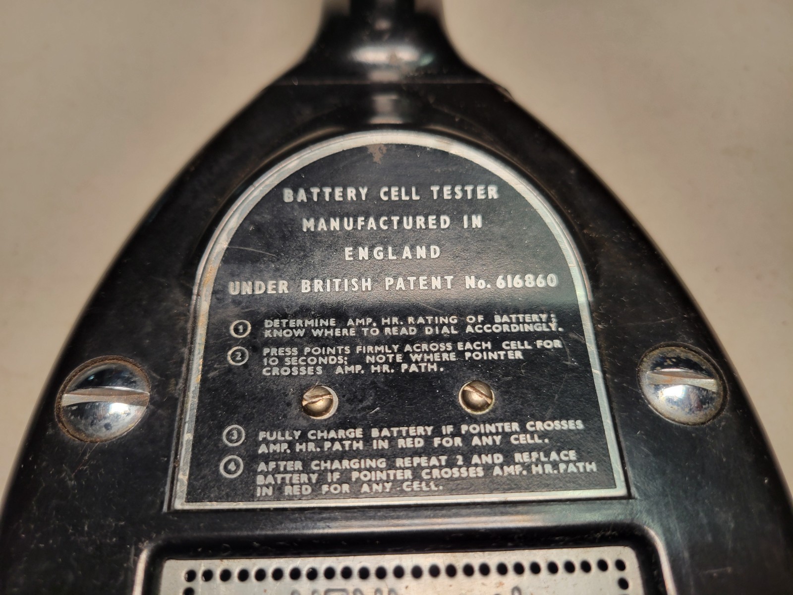 Vintage Davenset Heavy Discharge Battery Cell Tester Handheld Gauge 1950s 50s