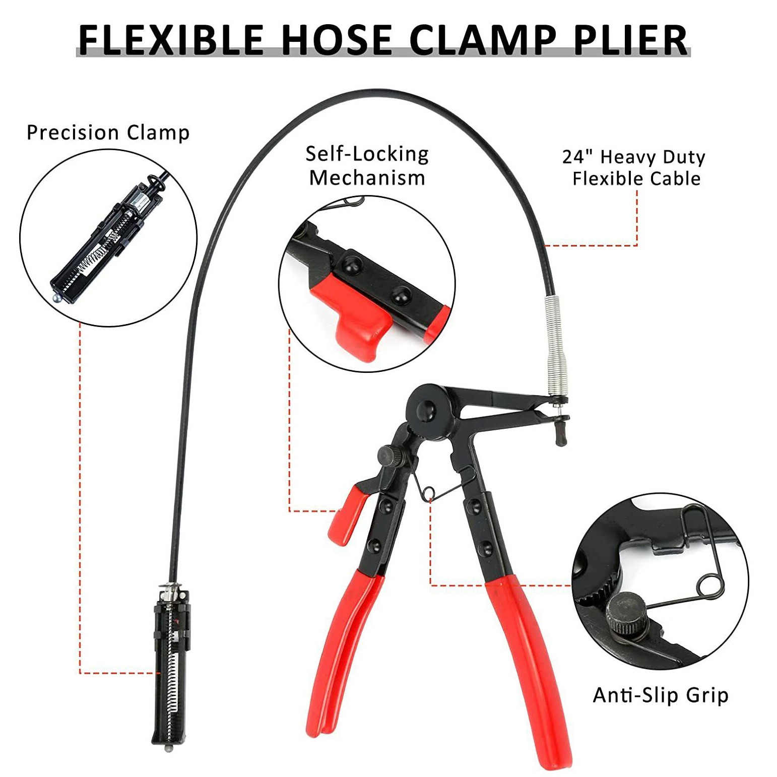 9Pc Hose Clamp Clip Remover Pliers Wire Long Reach Kit Fuel Oil Water Hose Tool