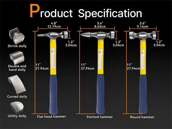 7 PC Auto Body Fender Repair Tool Hammer & Dolly Set