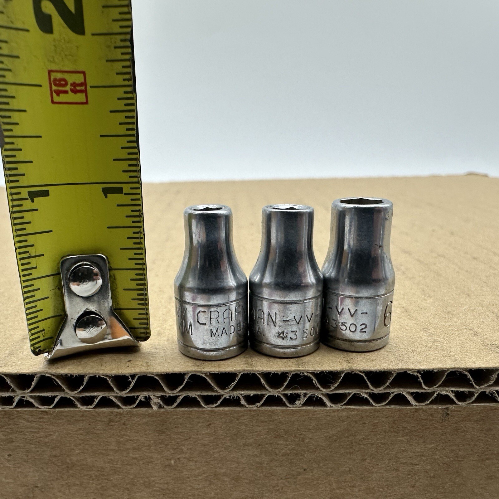 3 Vtg CRAFTSMAN VV Socket 4 5 6mm 6 Point 1/4″ DriveMade USA 43505 43501 43502