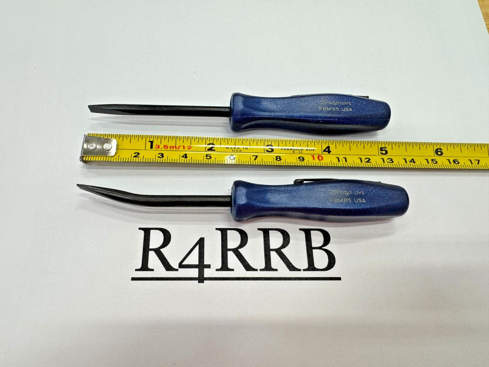 Snap-on Tools USA NEW 2pc POWER BLUE 5″ Length Straight Bent Mini Pocket Prybar