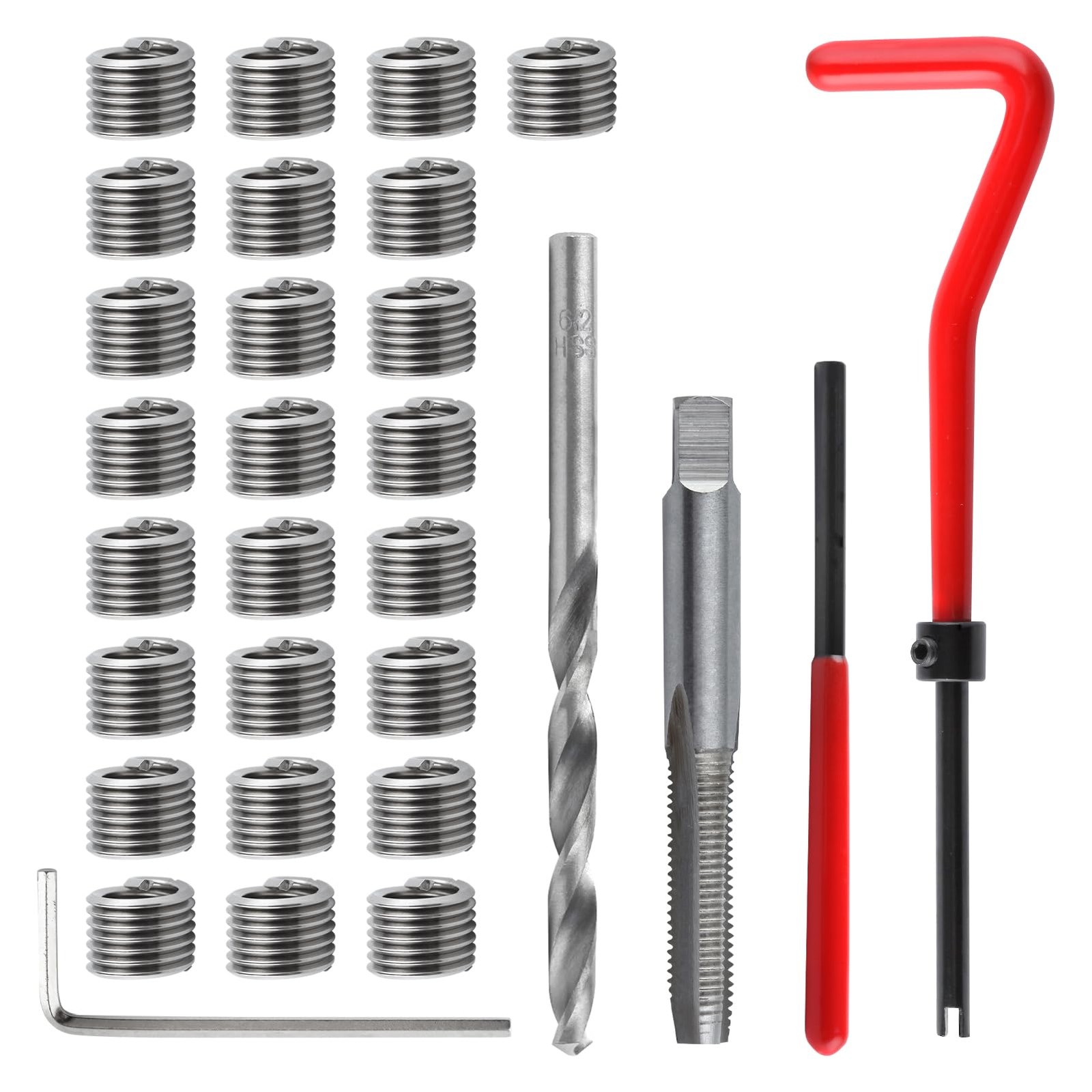 LEONTOOL 30 Piece M6 x 1.0mm Thread Repair Kit, HSS Drill Helicoil Thread Rep…