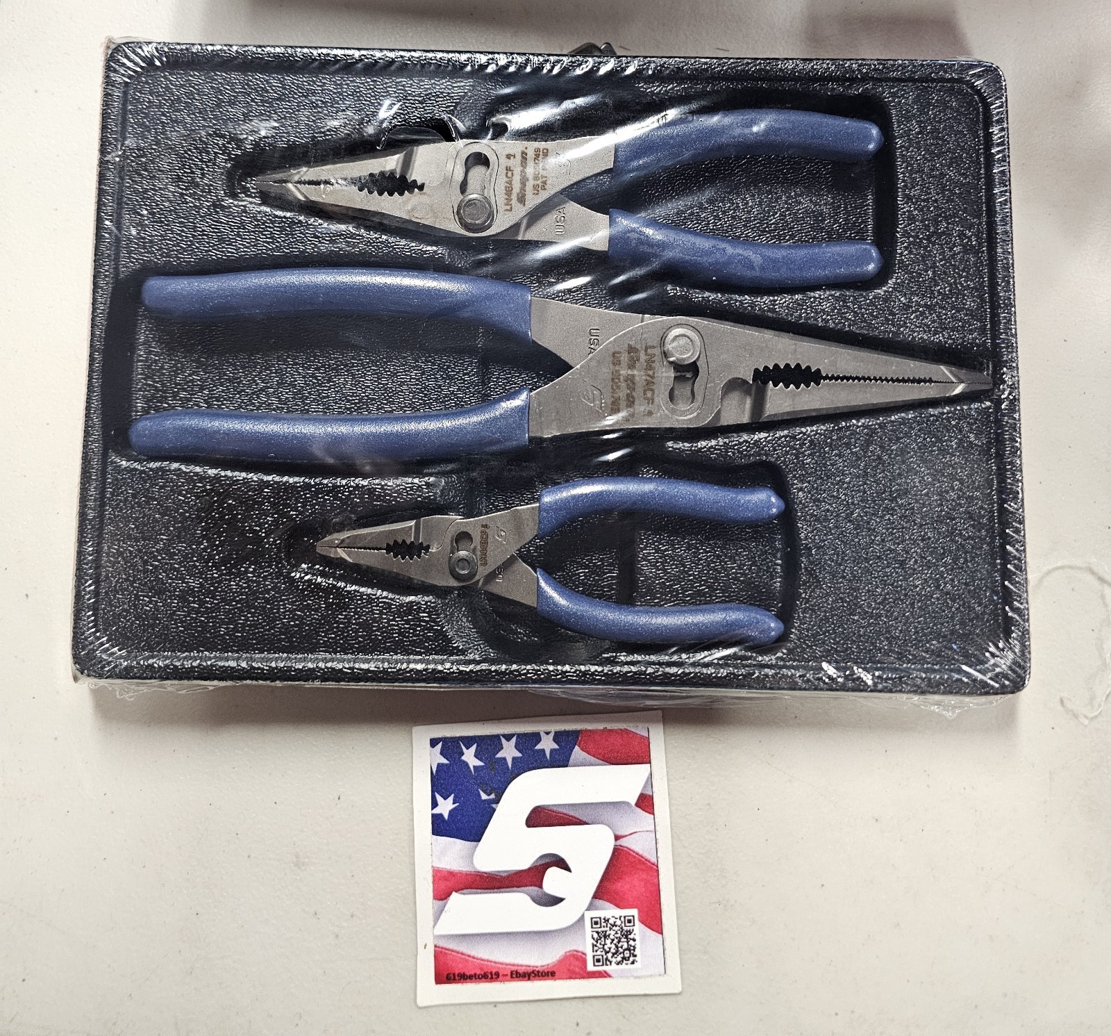 Snap-On Tools USA NEW POWER BLUE 3pc Long Nose Slip Joint Pliers Set PL3LNSJCFMB