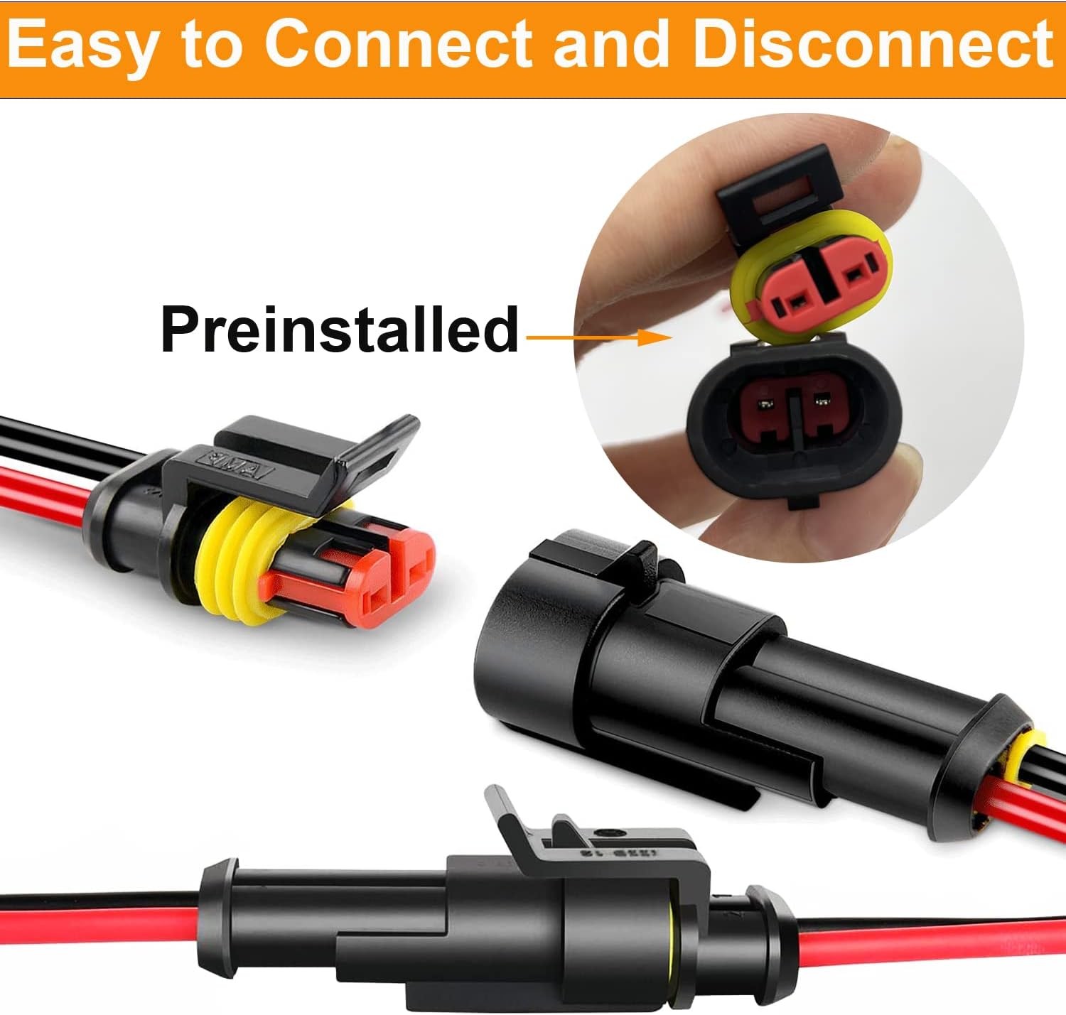 10 Kit 16 AWG 2 Pin Connector Car Waterproof Wire Connectors 2 2pin