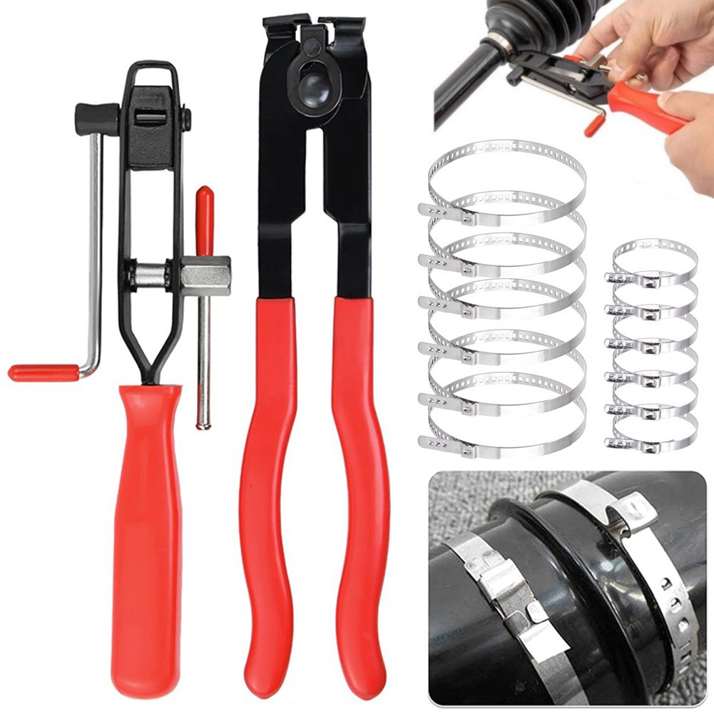 14Pcs CV Joint Boot Clamp Pliers with CV Boot Clamps Kit Ear Type Banding Tool