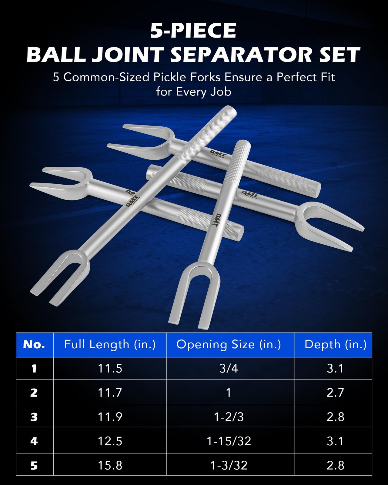 Orion Motor Tech 5Pc Pickle Fork Separator Set Ball Joint Tie Rod Tool