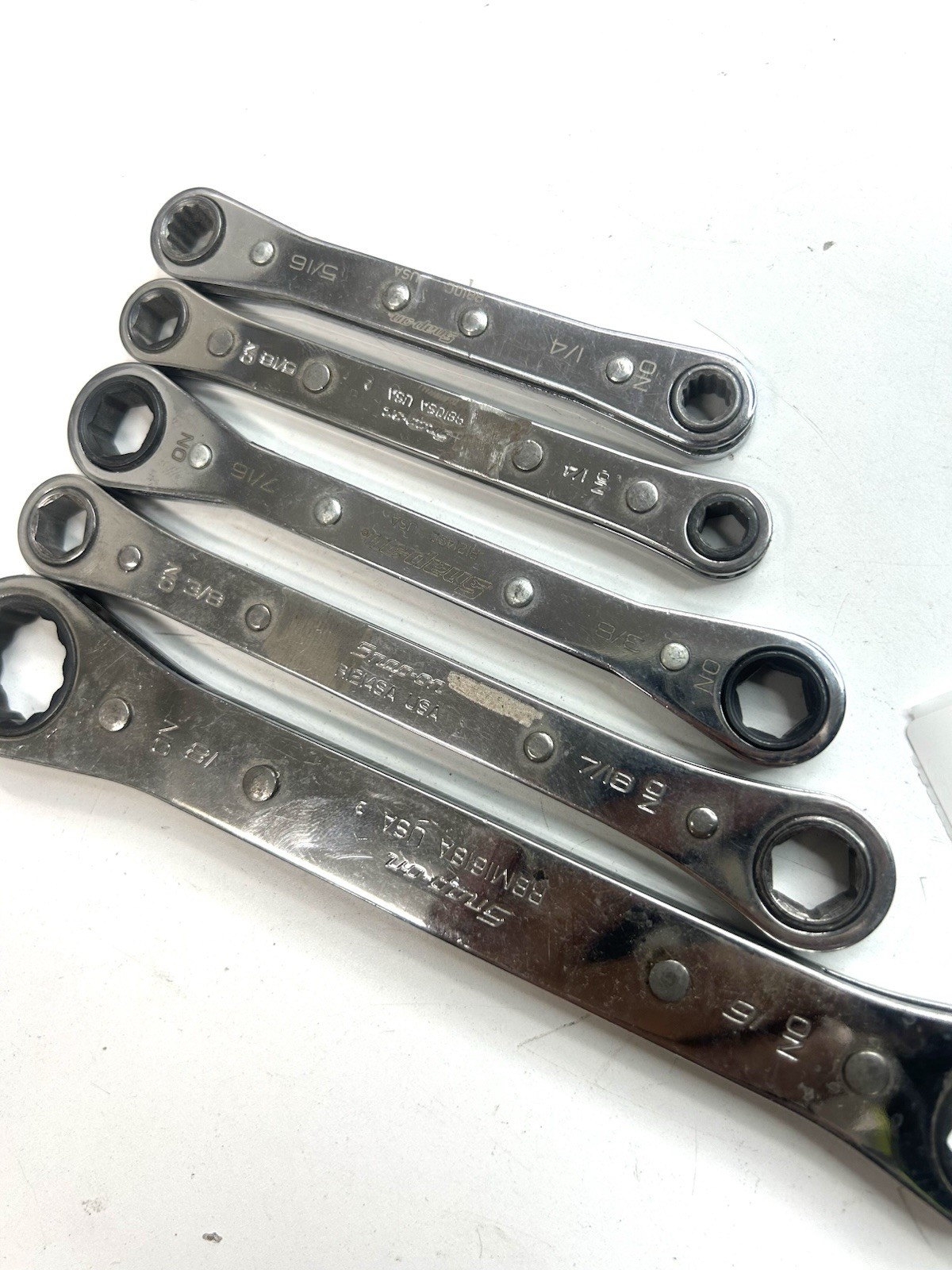 Snap-on SAE Open-End Wrench Lot 5 Pc VC2628B VC2436B VO2224B USA (A-3113)