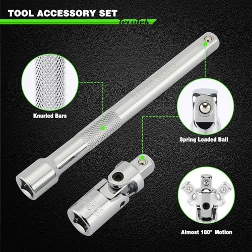 11-Piece Spark Plug Socket Set, 3/8″ Ratchet, Gap Tool, Universal Joint & Extens