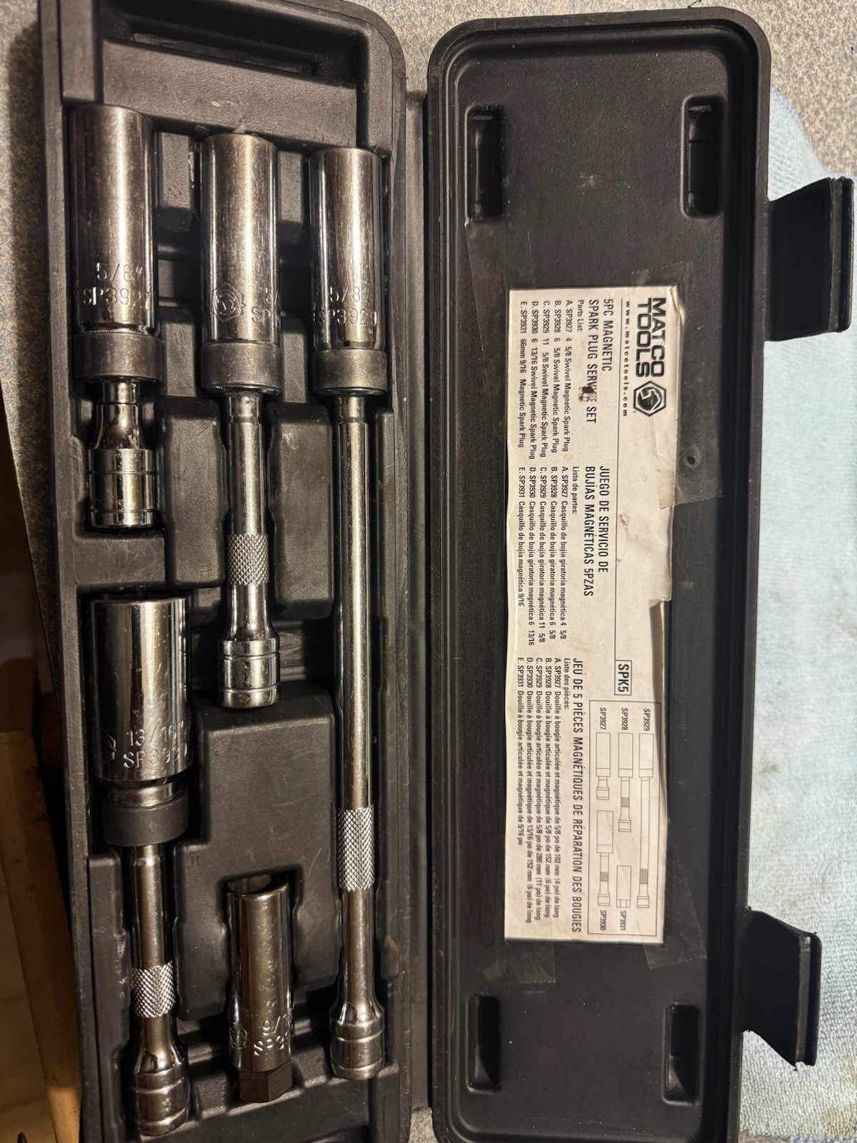 Matco Tools SPK5M Magnetic 5pc Spark Plug Service Set with Case