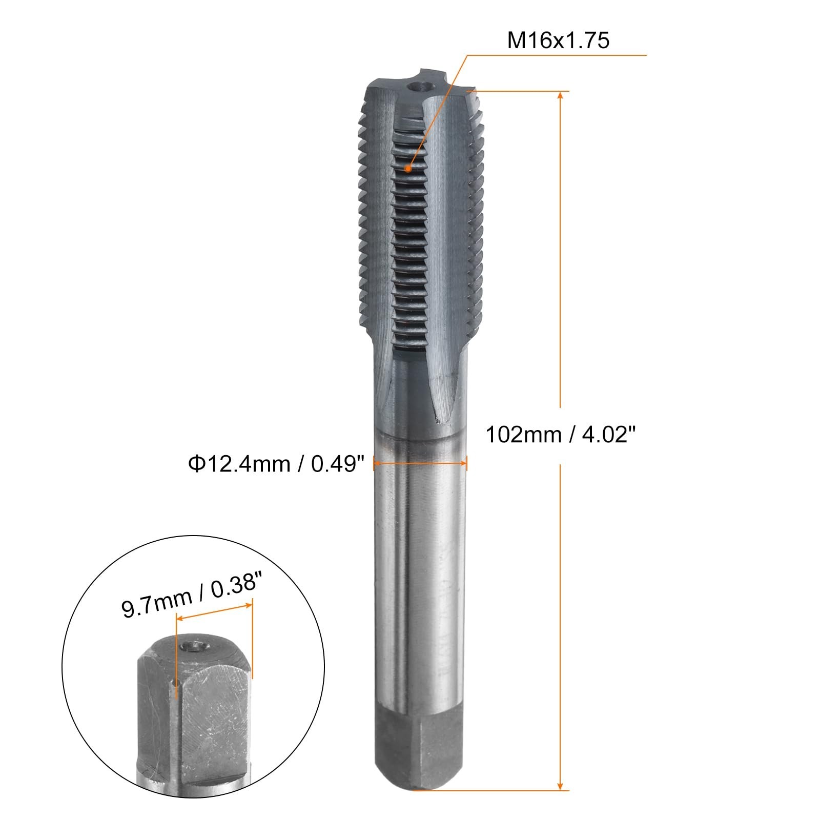 M18x1 + M16×1.75 mm Metric Thread Tap 6542 Steel TiCN Coat Right Hand Plug Screw