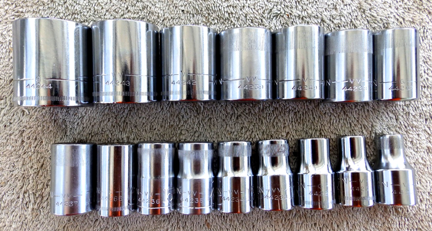 Vintage Craftsman 12pt 1/2” Drive Metric 16pc Socket Set 9mm – 30mm USA