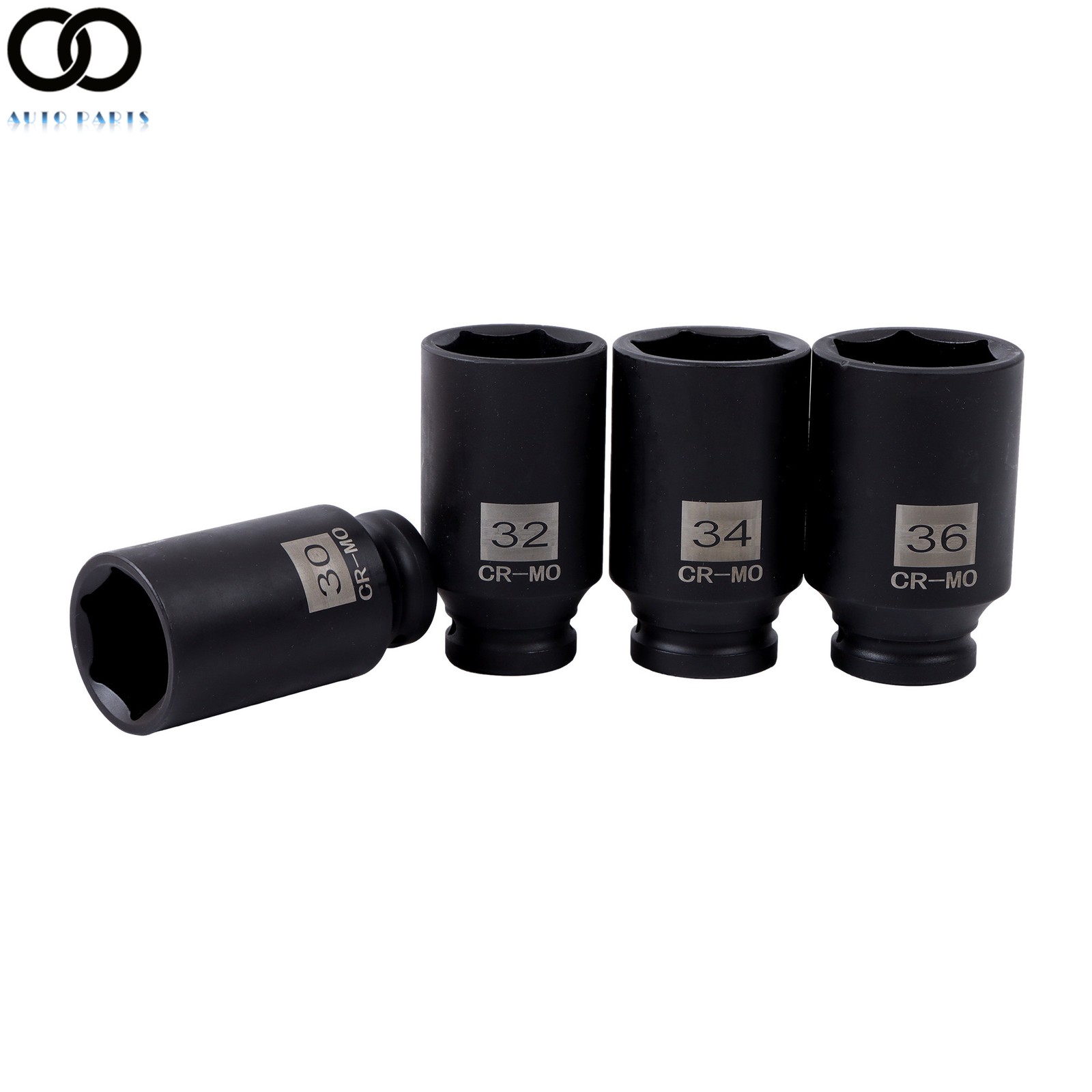 4pc 12 POINT 1/2″ Dr Deep Spindle Axle Nut Socket Set METRIC 30mm 32mm 34mm 36mm