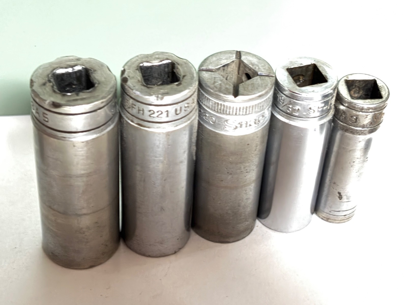 Snap-on 3/8″ Drive SAE 5 Pc Deep Socket Set 12 Point 7/16″-3/» SF – SFH