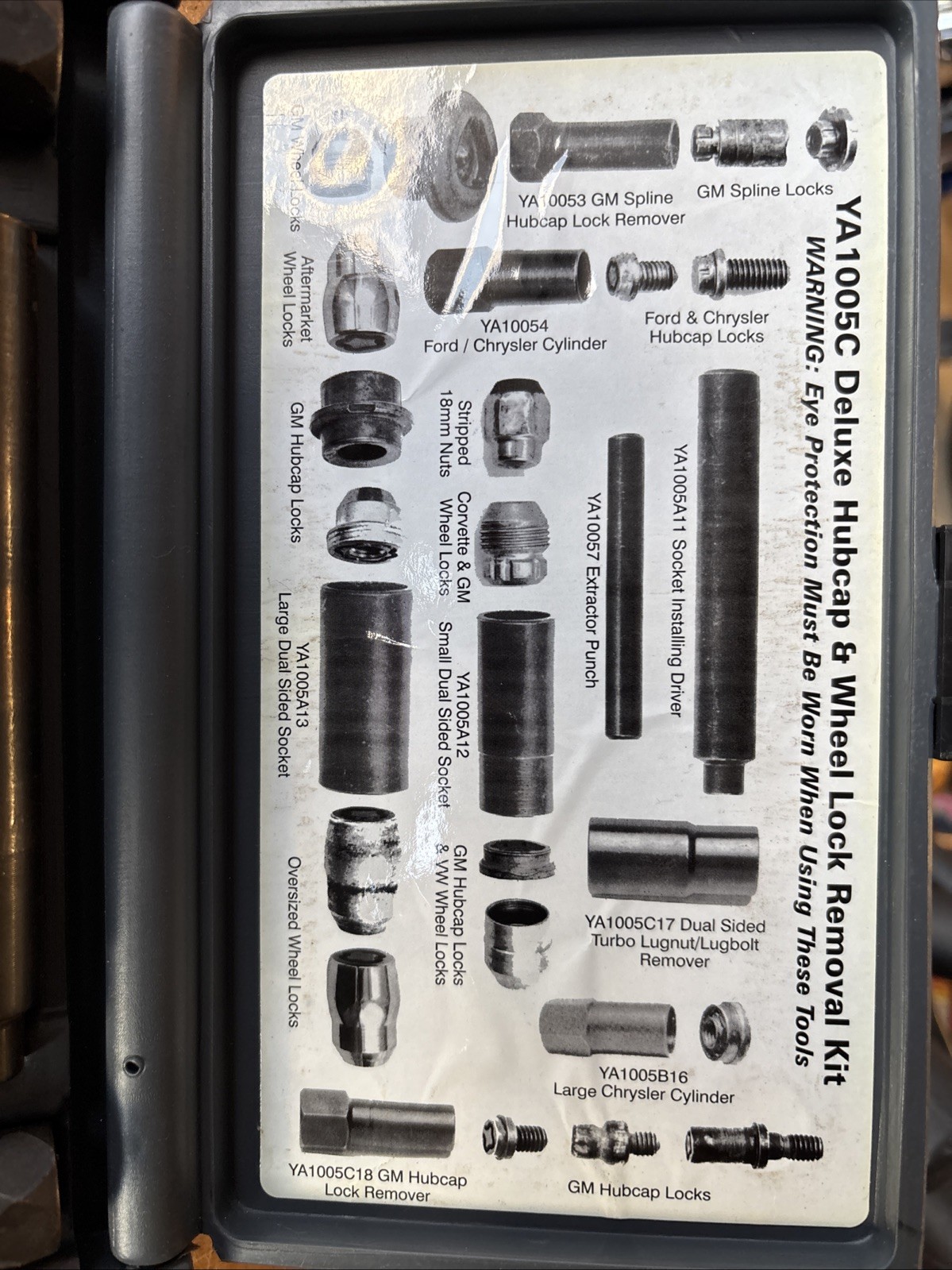 Like New 9pc Blue-Point YA1005C Deluxe Hubcap and Wheel Lock Removal Kit