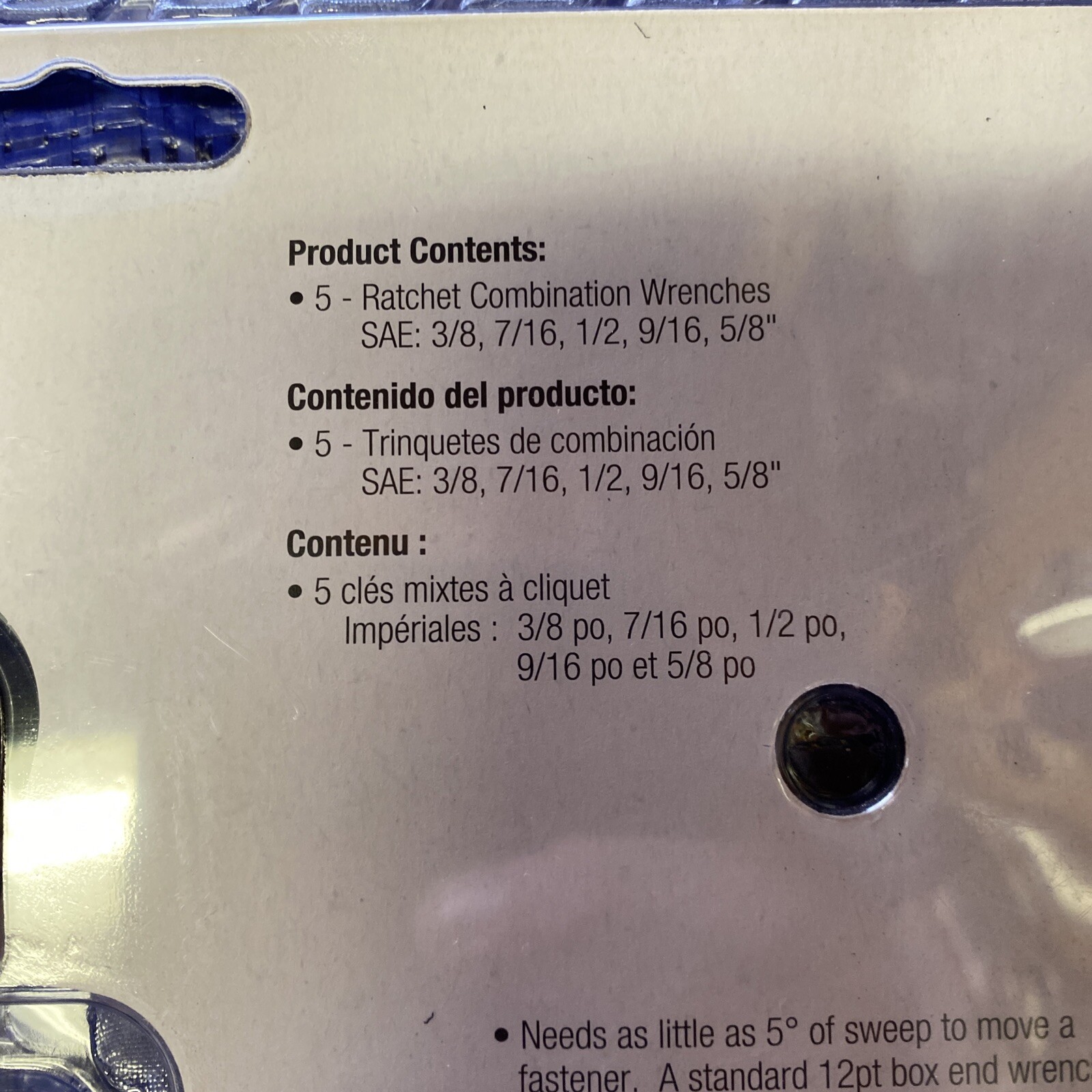 TEQ Correct Pro – 5 Pc SAE Ratcheting Wrench Set- TP93005