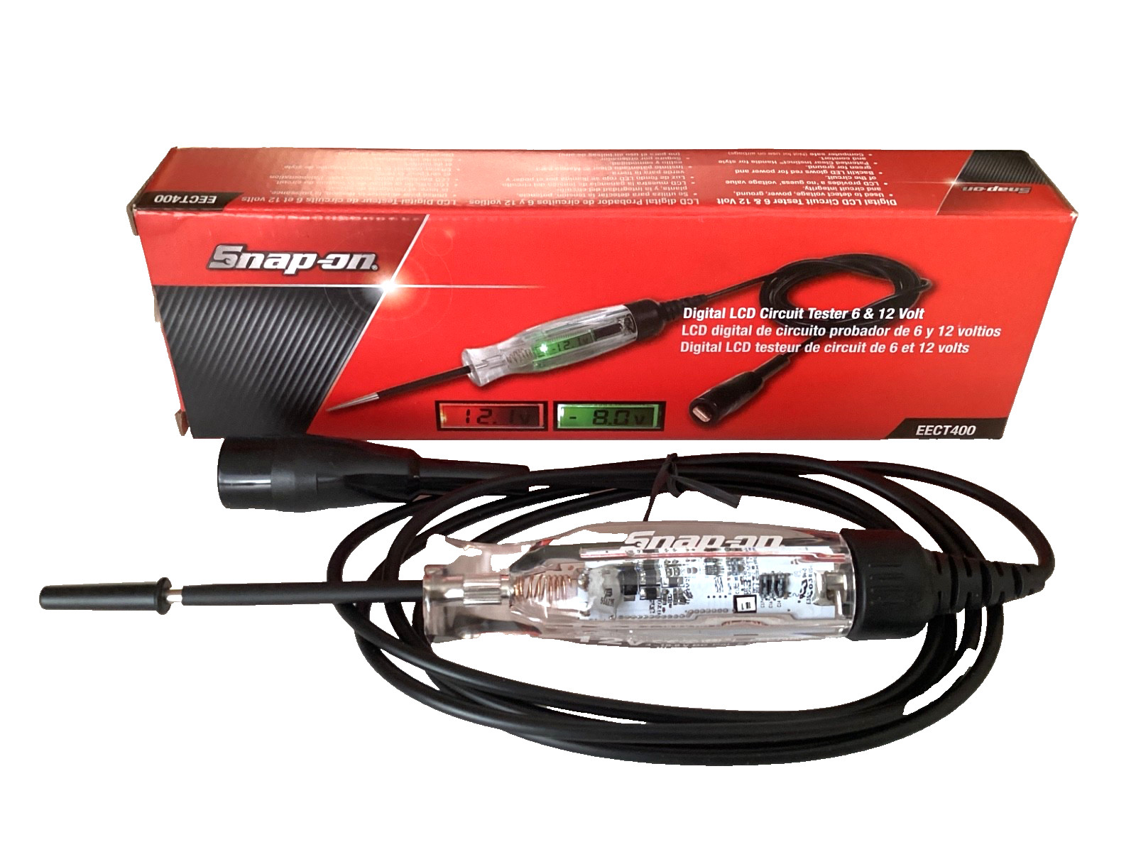 Snap On Tools NEW CLEAR 6 And 12 Volt DC Digital Display Circuit Tester EECT400