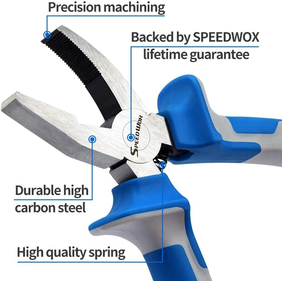 SPEEDWOX 2Pcs Glass Breaking Pliers Flat Jaw and Breaking&Grozer, Blue