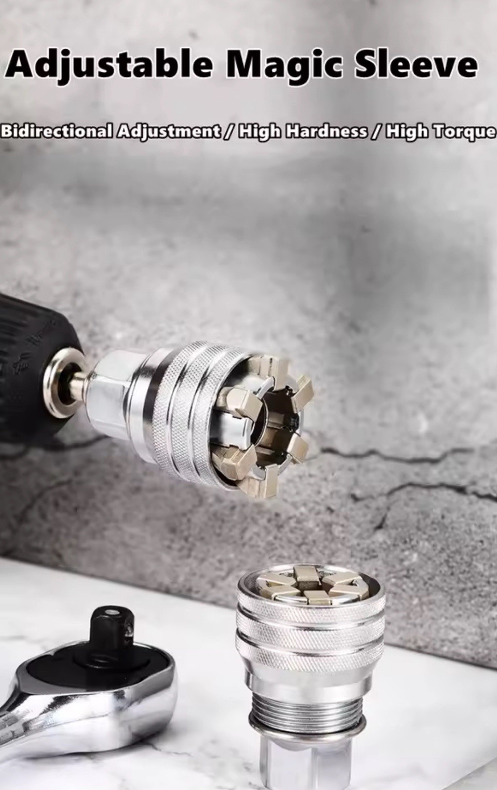 Universal Socket Adapter 10-19mm Adjustable Magic Wrench Sleeve 3/8 Drive