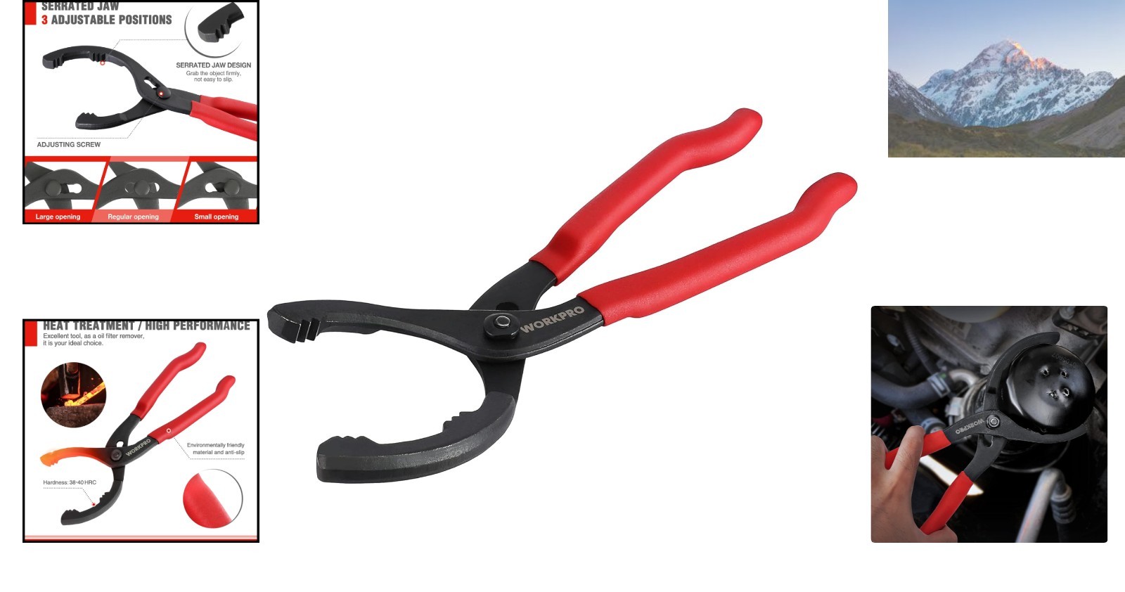 12-Inch Adjustable Oil Filter Pliers with Nonslip Grips for Easy Removal