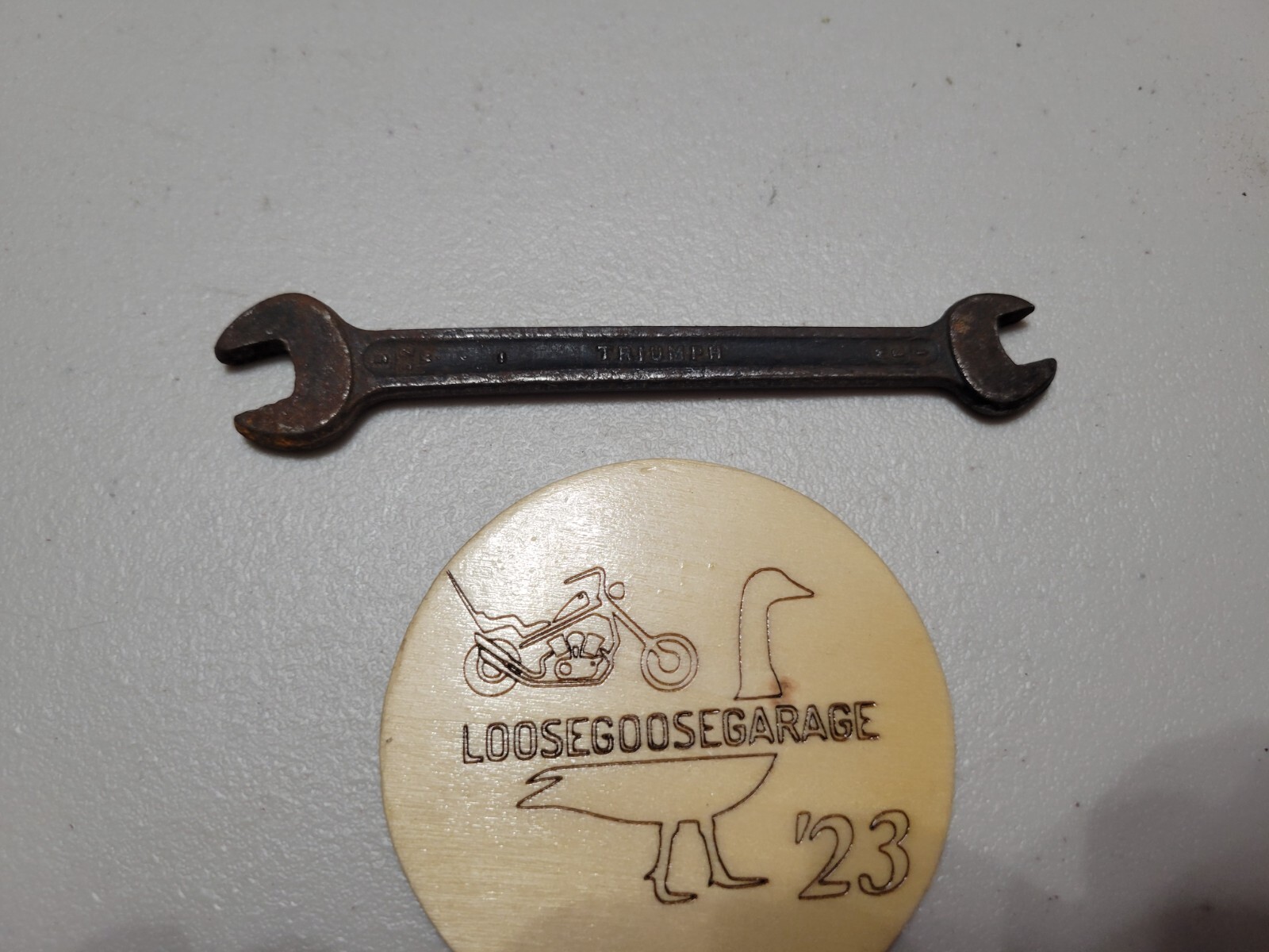 Vintage Triumph 5/32″ W and 1/8″ W Open End Wrench Made in England Whitworth