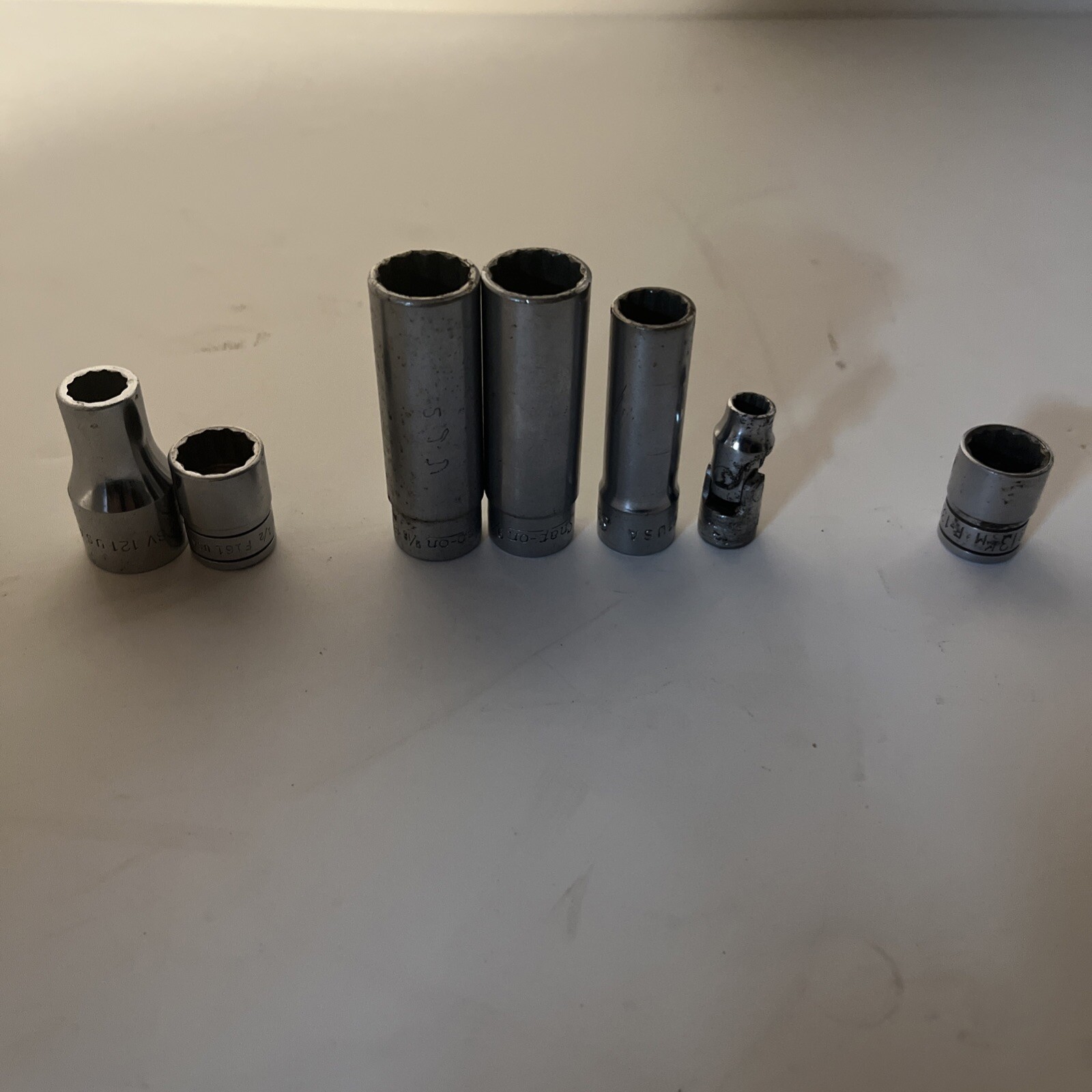Snap On 3/8 & 1/2 Drive 7 Socket Lot Deep Shallow & Swivel 1/2 3/8 9/16 1/4 13mm