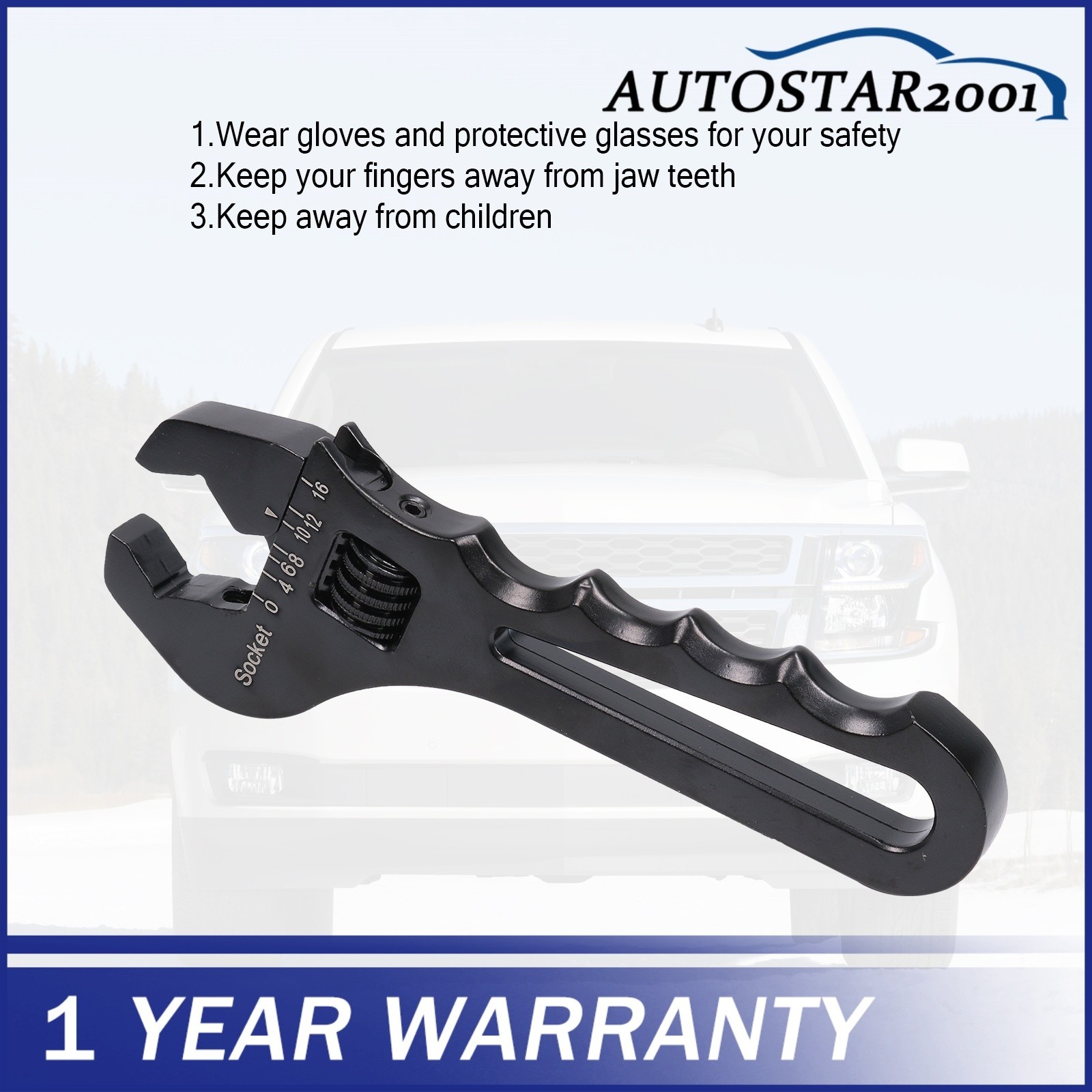 Black 3AN-16AN Adjustable Wrench Tool Spanner Aluminum For Hose End Fitting