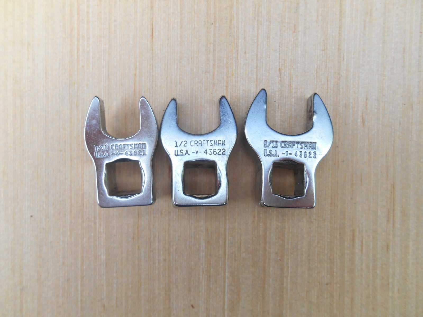 Craftsman Crow Foot 3/8 Drive Socket Wrench Set SAE 7/16″ 1/2″ 9/16″ USA -V-