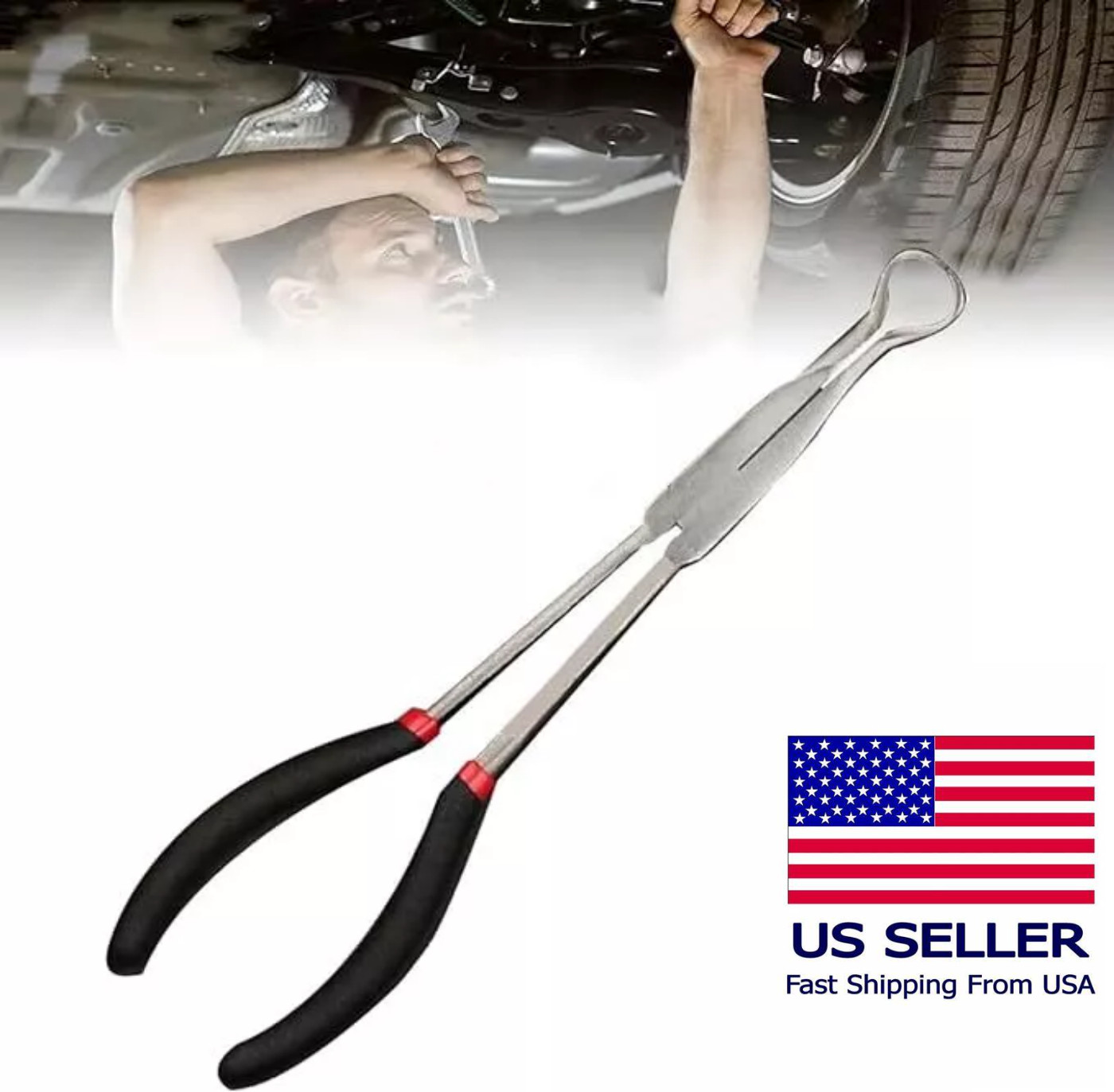 11″ Electrical Disconnect Pliers Fuel Line Clip Spark Plug Removal Repair Tool
