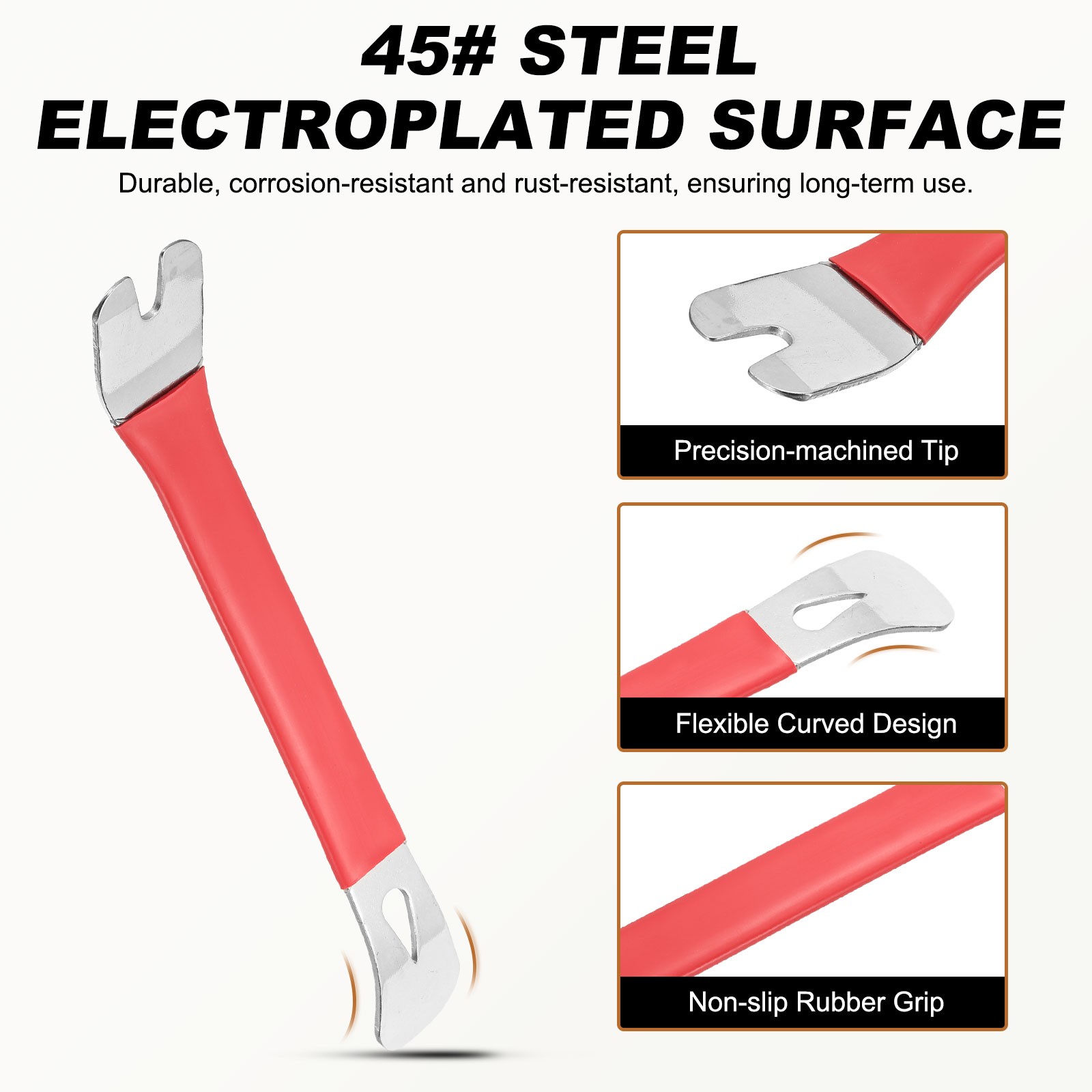 Car Trim Removal Tool 8″ Auto Clip Lifter with Rubber Sleeve Pry Bar Tools Red,