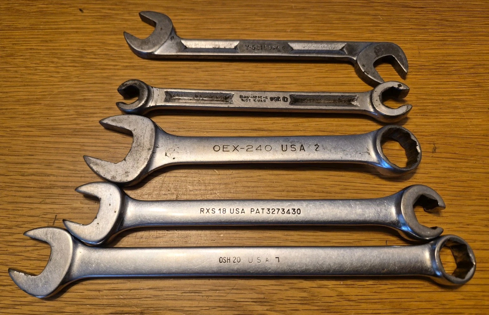 Mixed Snap-On Wrench Lot – OSH20 RXS18 OEX-240 RXV-1214-S V-5218 – Lot of 5