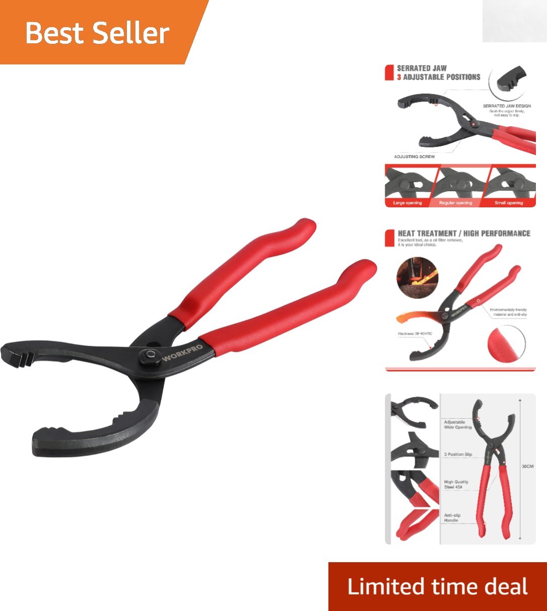 12-Inch Adjustable Oil Filter Pliers – High Carbon Steel Tool for Engine Filters