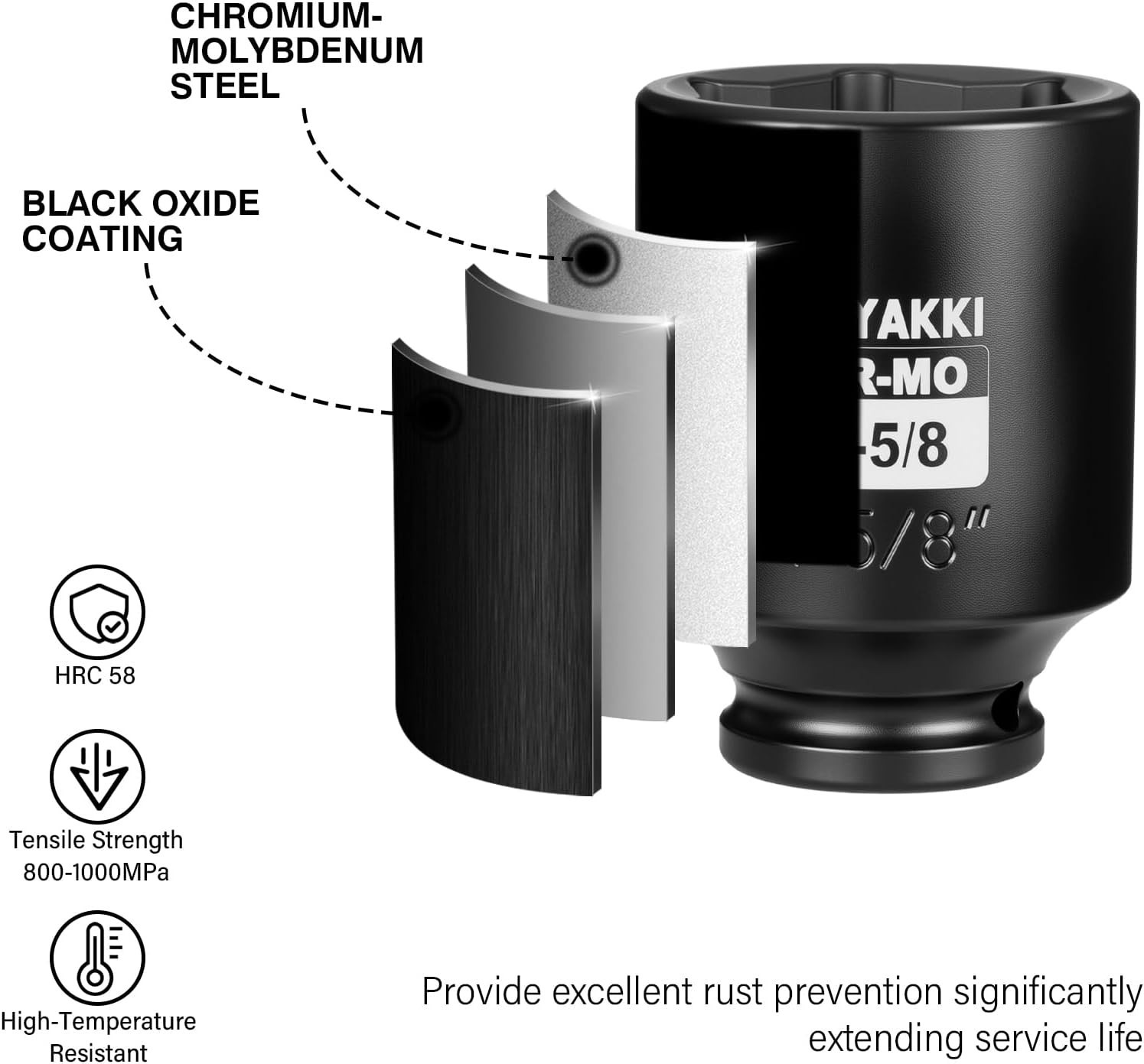 1/2″ Drive x 1-5/8 Inch SAE Deep lmpact Socket, CR-MO 1/2-inch Drive 6 Point …