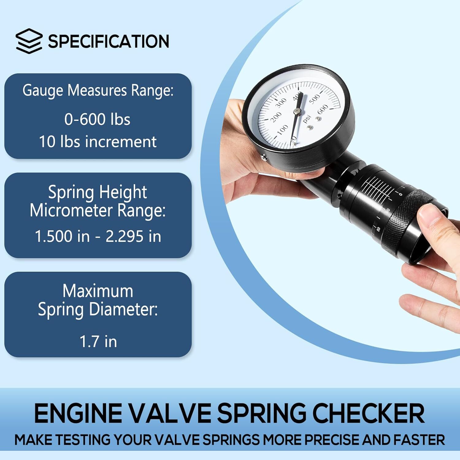 66841 Mini Valve Spring Tester Measuring Combo for Vise with Height Micrometer
