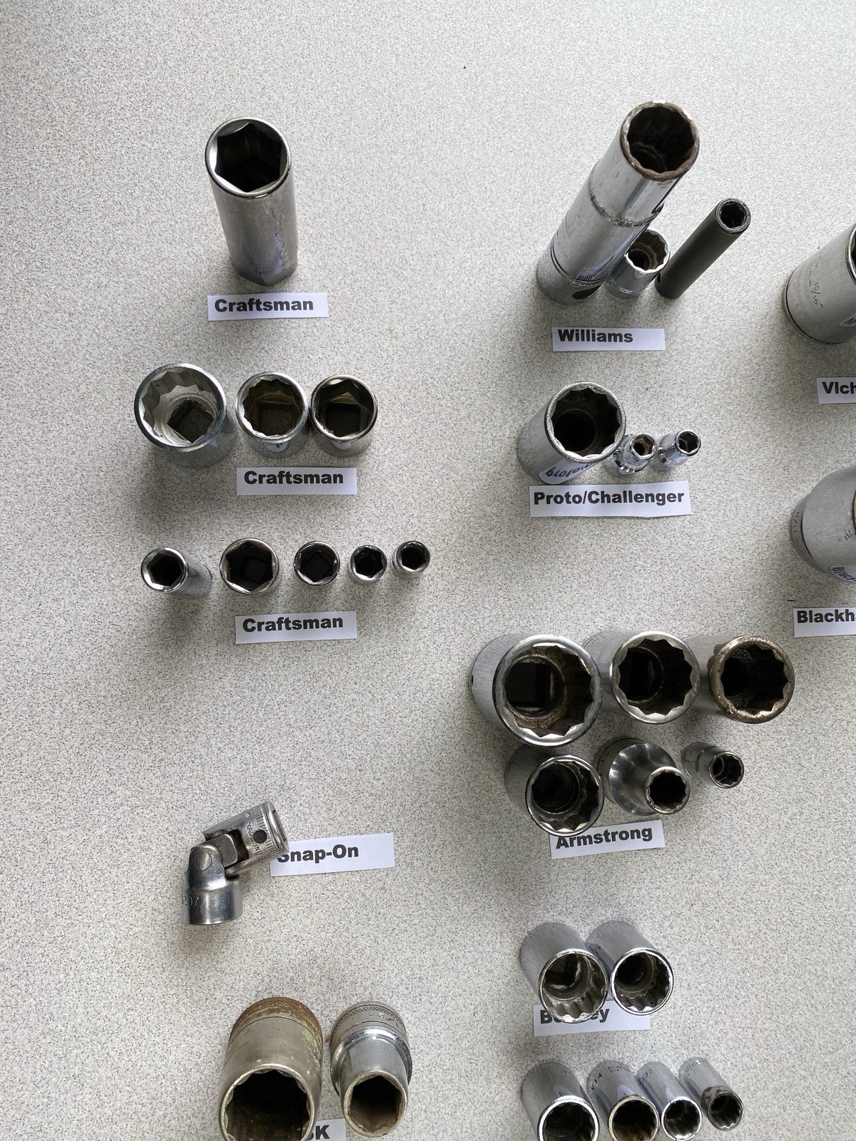 36 Pieces VTG Sockets Snap-on SK Proto Armstrong Williams Craftsman Extensions