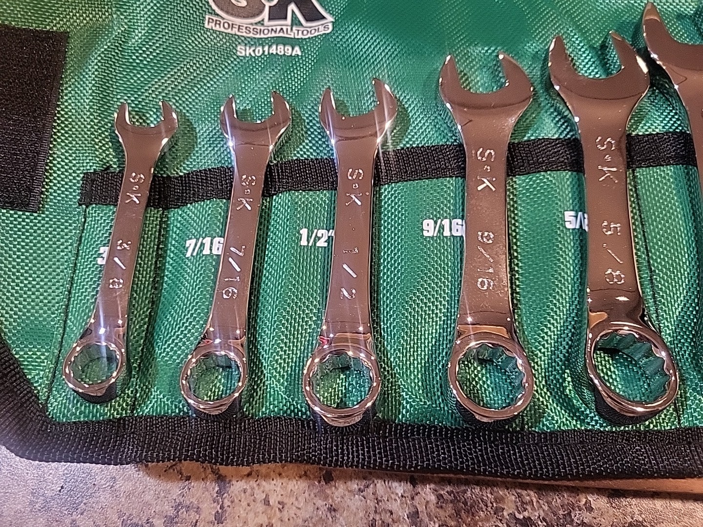 S-K Tools 7 Pc. 12 Pt. SAE Stubby Wrench Set SKO1489A 3/8″-3/4″. NEW! 🔥