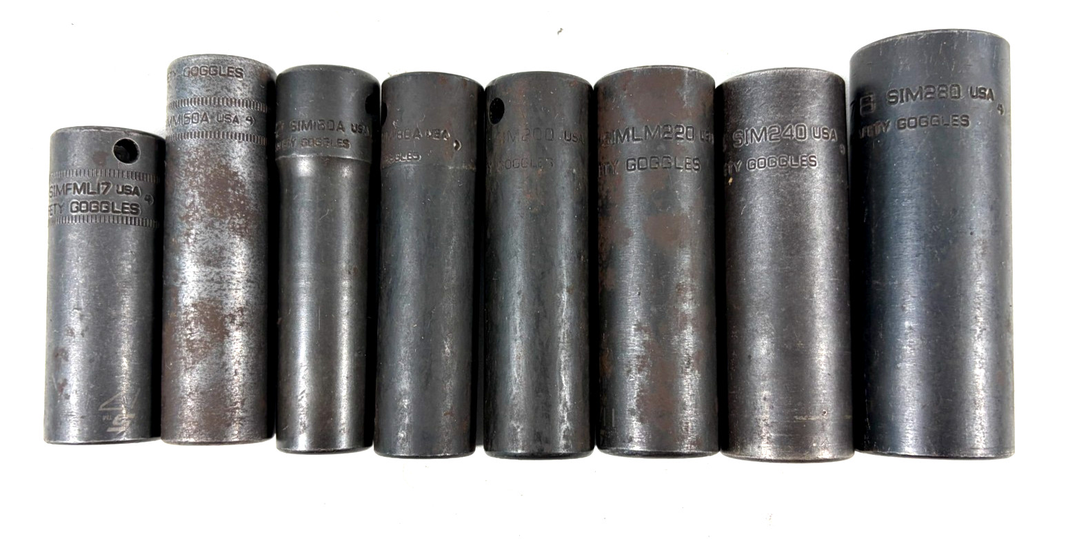 Lot of 8 Snap-On 6 Point Deep Socket Impact -Assorted Sizes See Item Specifics