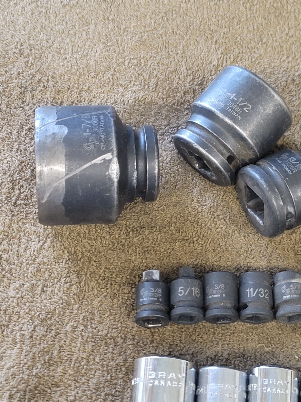 17 Gray Canada GP Impact Hex Socket 3/8 1/2 3/4″ Drive Sae 1-7/8 13/16 19mm 10 8