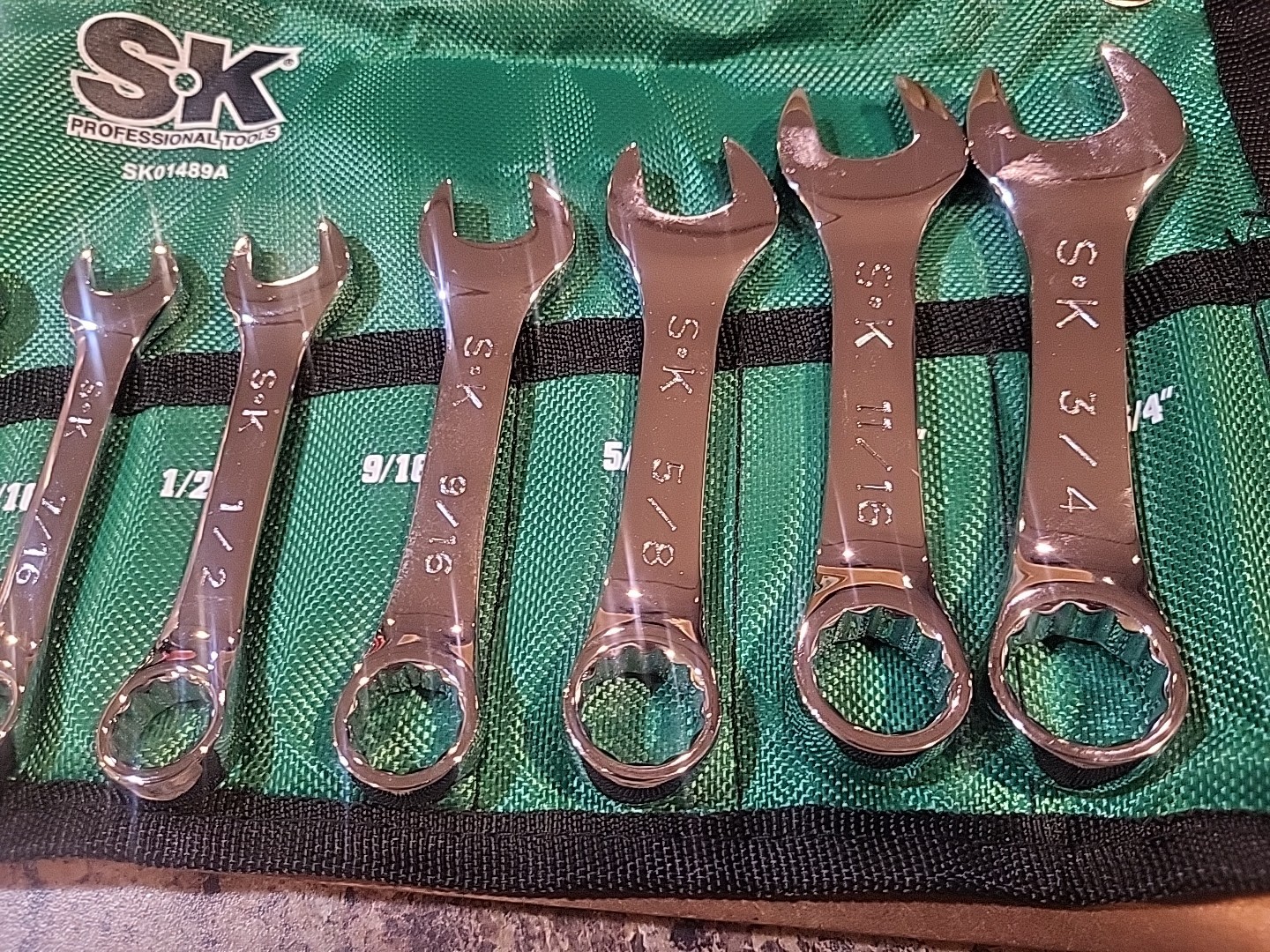 S-K Tools 7 Pc. 12 Pt. SAE Stubby Wrench Set SKO1489A 3/8″-3/4″. NEW! 🔥