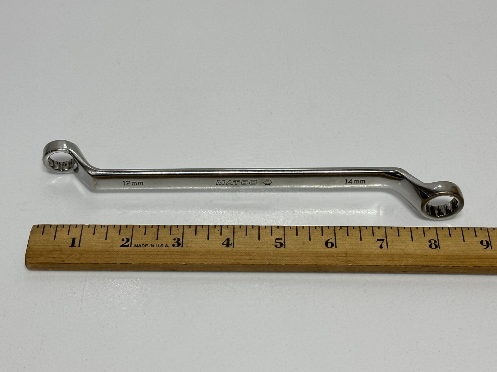 🇺🇸 Matco Tools USA RBDL1214M 12mm 14mm Deep Offset Chrome Box End Wrench 12 PT
