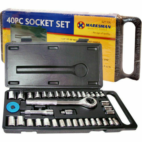 Professional 40pc 1/4″ & 3/8″ Socket Driver Set Metric Imperial Ratchet Bolts