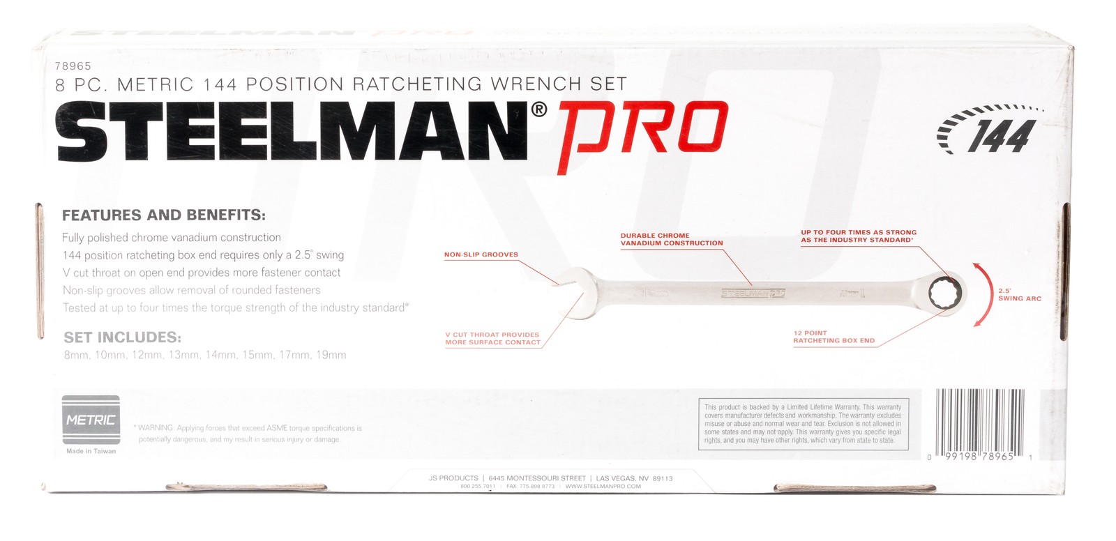 Steelman Pro 8 Piece Metric 144 Position Ratcheting Wrench Set Part Number 78965