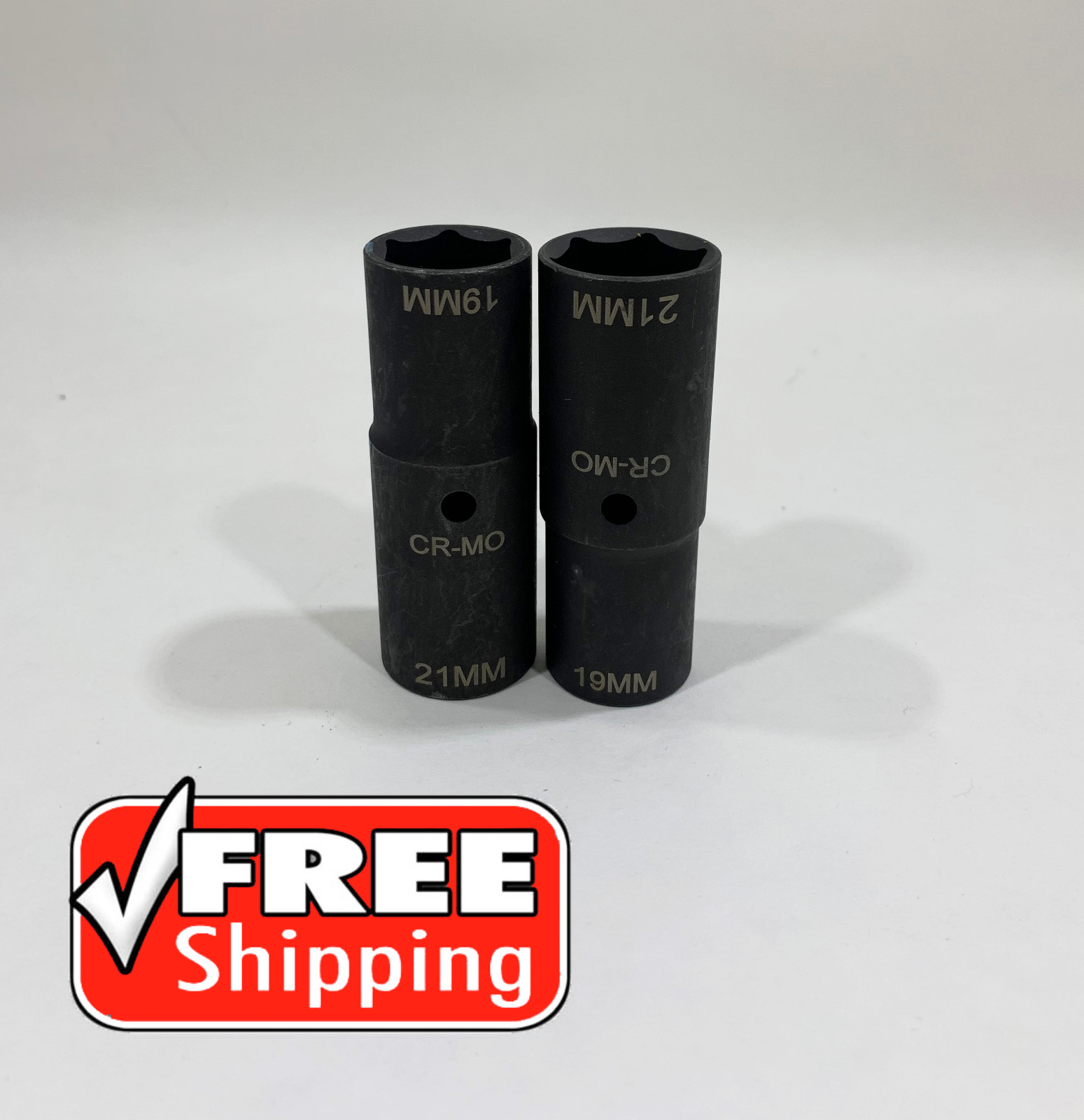 2 X Professional 1/2″ Drive 19mm & 21mm Deep Thin Wall Flip Socket!!!!