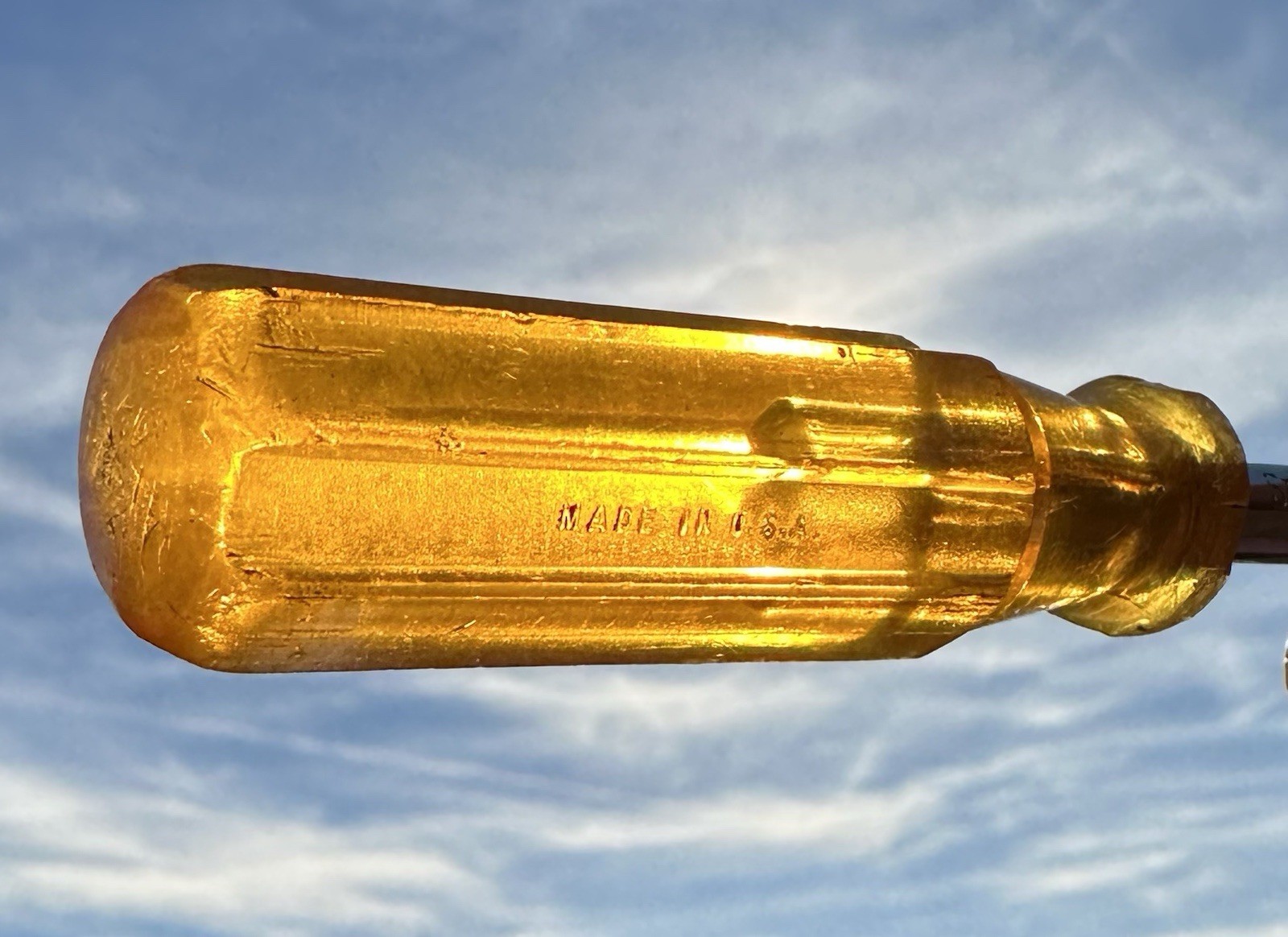 🟡 Vintage Super Snap-On TM4 1/4″ Socket Shank Driver CLEAR AMBER HANDLE