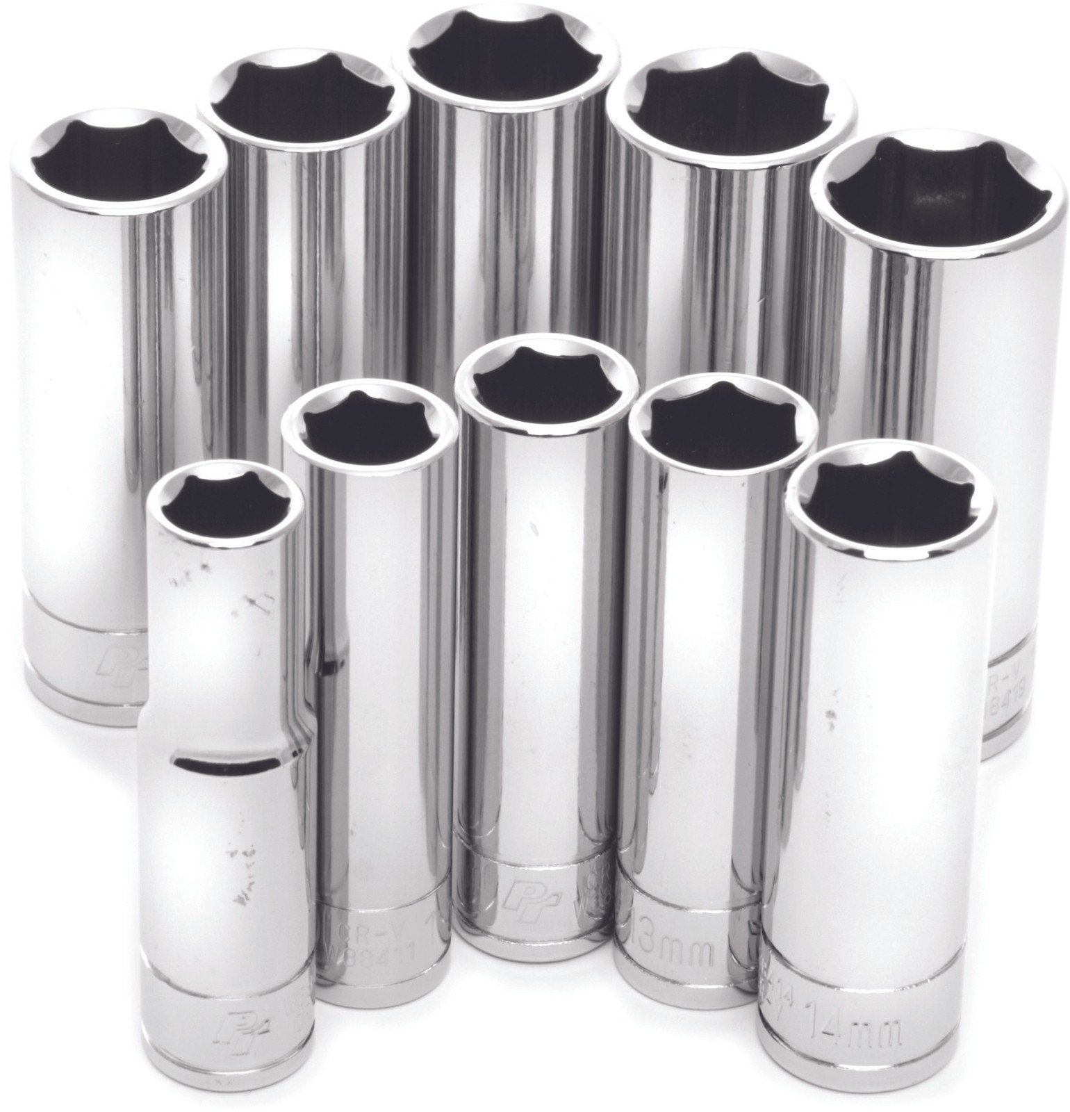 Performance Tool W38402 3/8″ Metric 6 Point Deep Socket Set